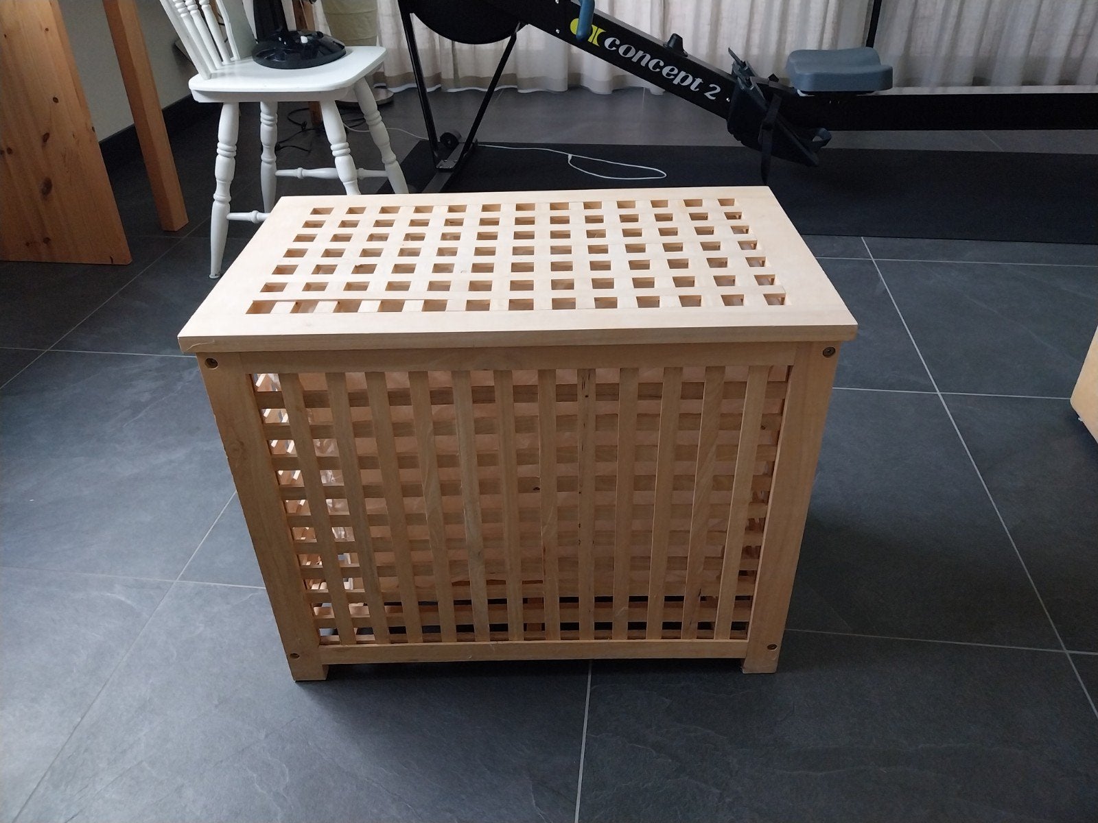 Houten wasmand met uitneembare zak, Ophalen, Gebruikt