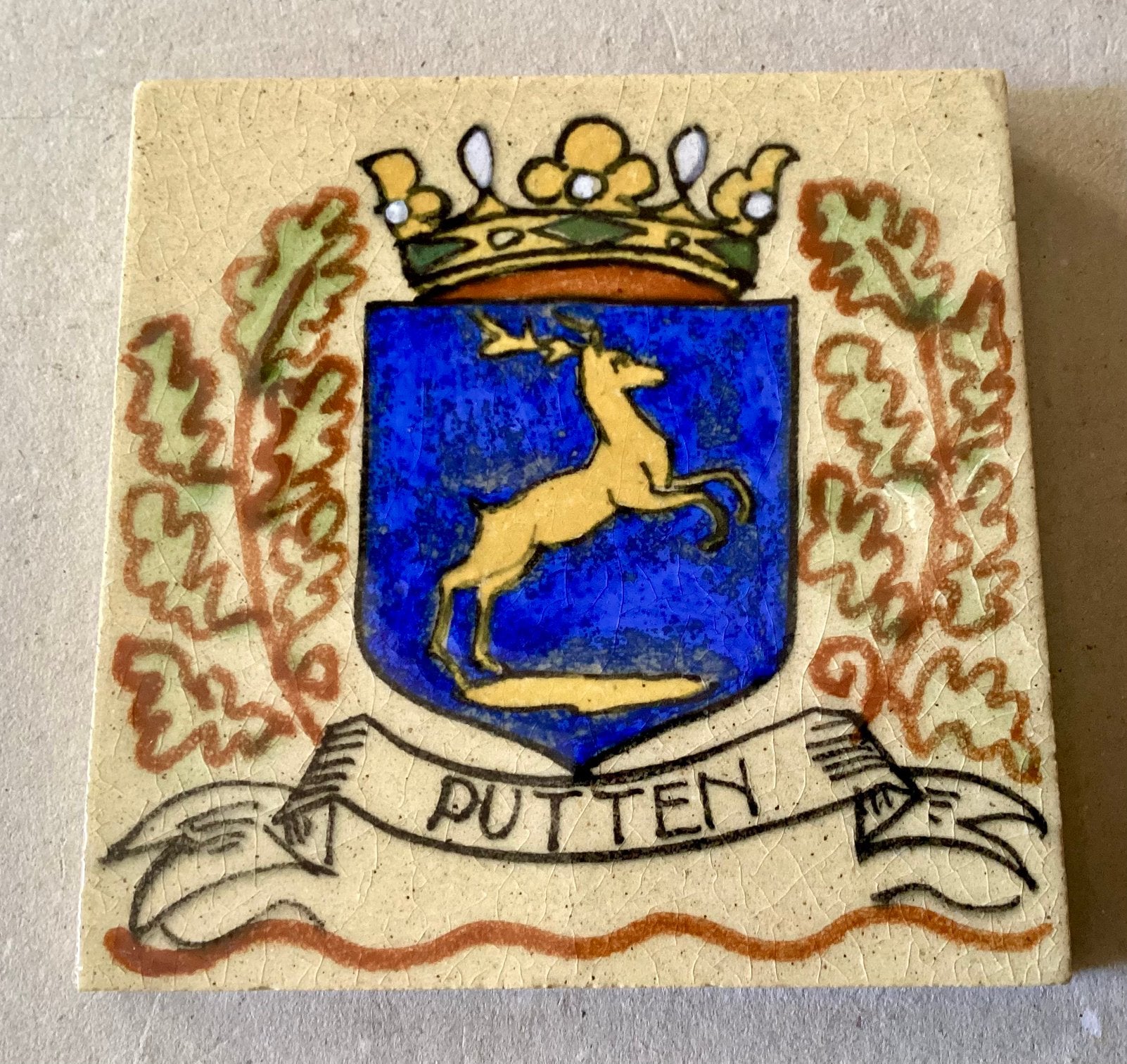 Wandbordje met het wapen van Putten. Goedewagen Gouda., Ophalen of Verzenden