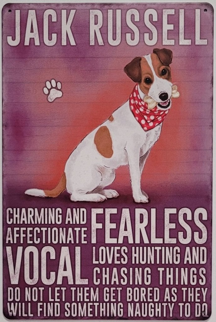 Jack Russel hond eigenschappen reclamebord van metaal deco, Info@deconoord.nl, Gebruikt, Deco Noord, Ophalen of Verzenden