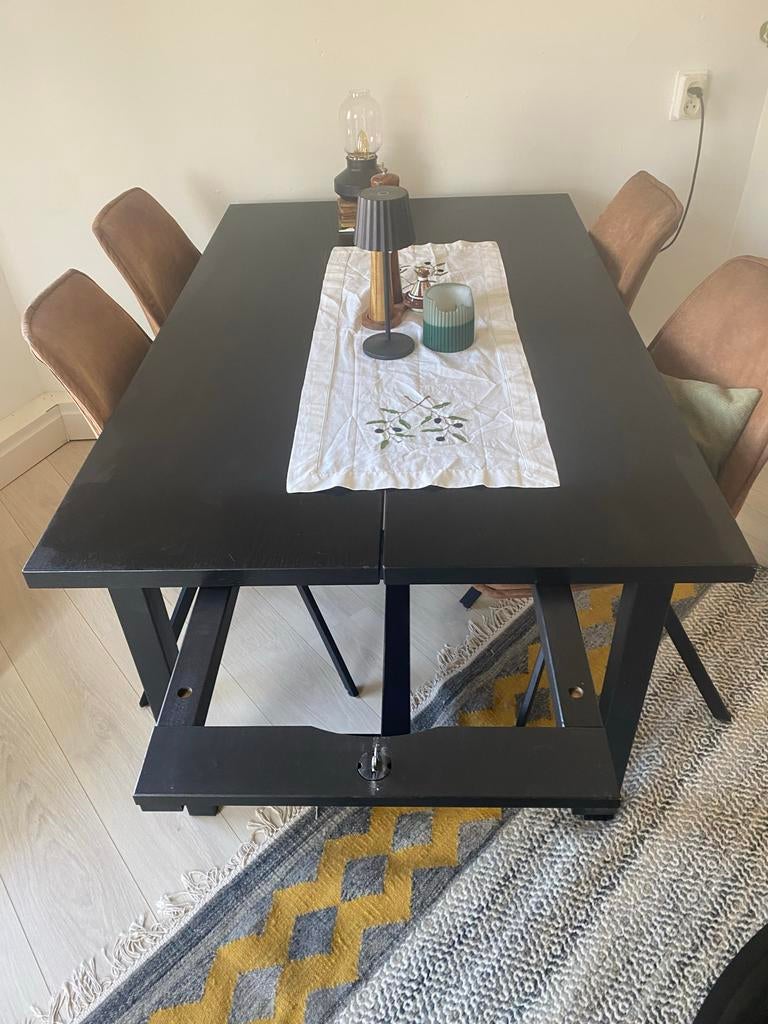 Uitschuifbare IKEA NORDVIKEN eettafel - Zwart, Ophalen, 100 tot 150 cm, 200 cm of meer, Zo goed als nieuw