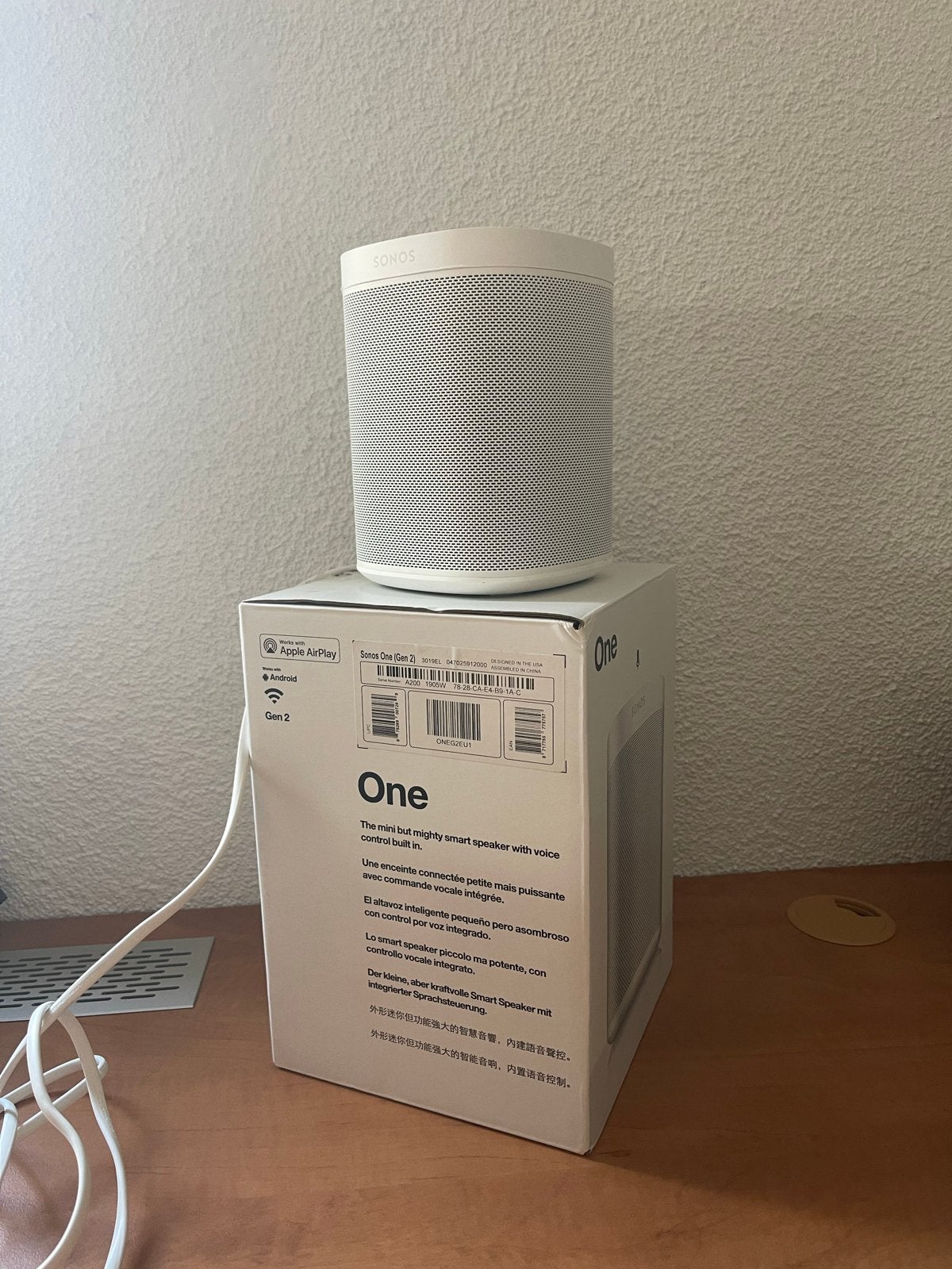 Sonos One Gen 2 Smart Speaker Wit, Audio, Tv en Foto, Slimme speaker, WiFi, Ophalen of Verzenden, Zo goed als nieuw