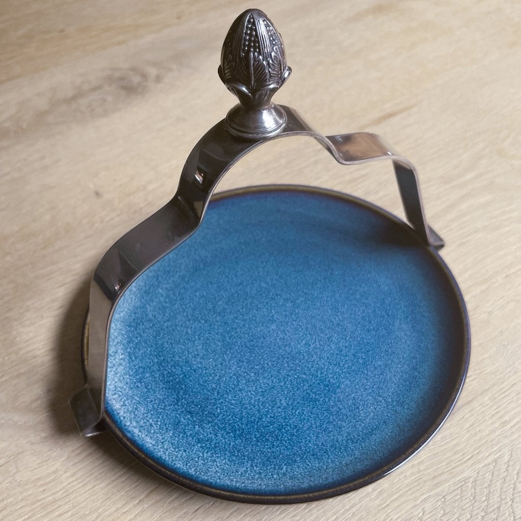 Vintage, brocante bordendrager, bordenklem met artisjok, Ophalen of Verzenden