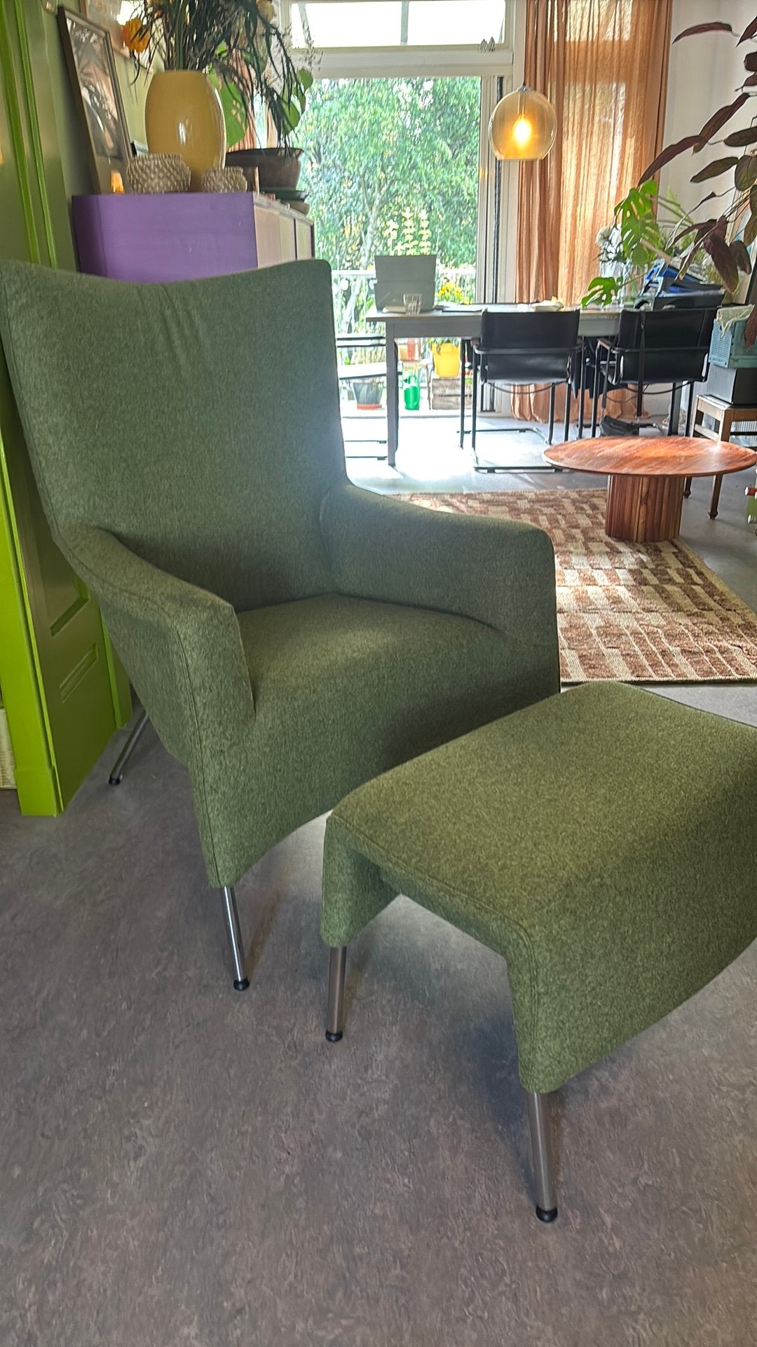 Pode Transit feautuil groen + hocker, Ophalen, 75 tot 100 cm, Stof
