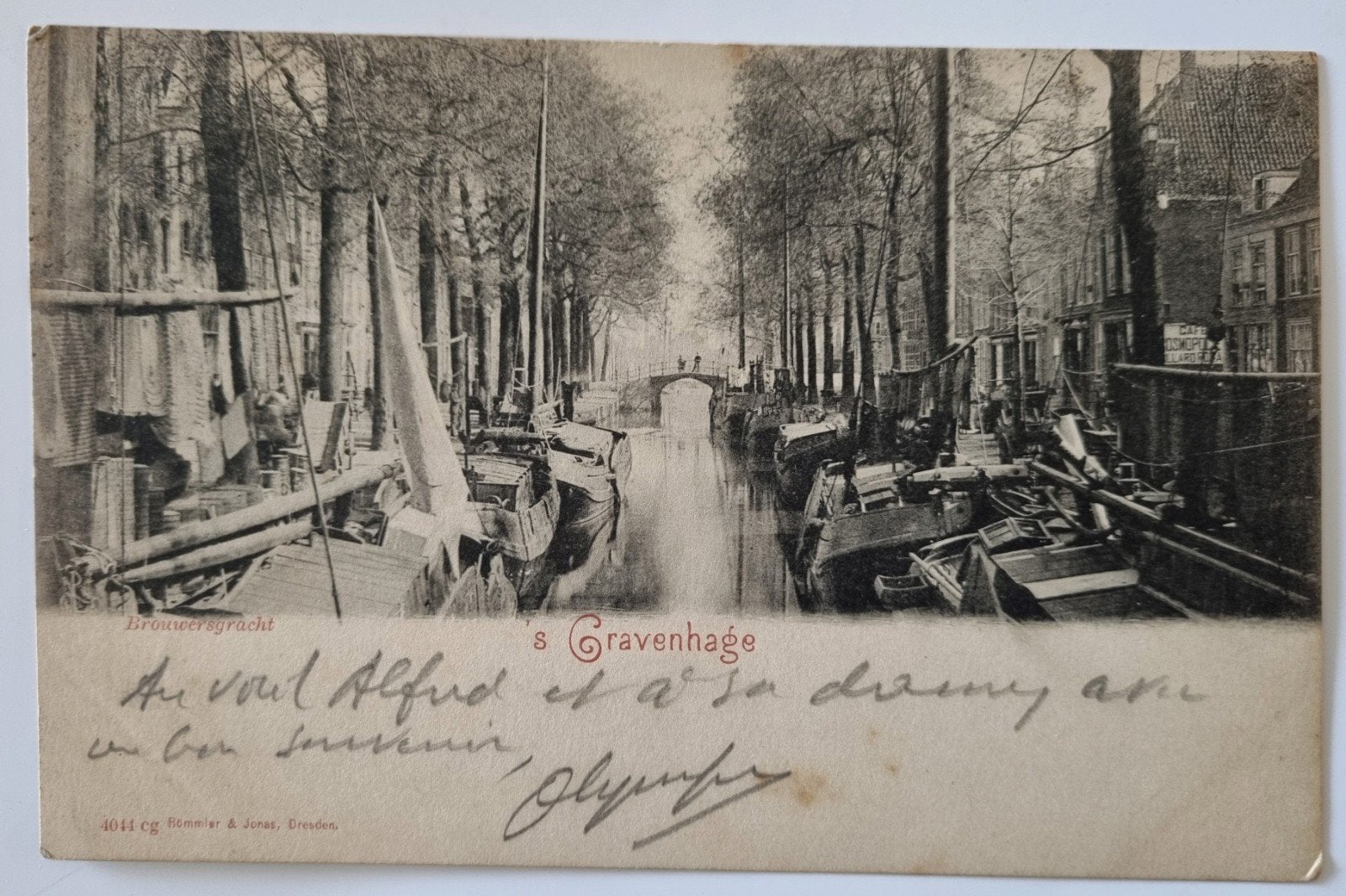 168)Den Haag Brouwersgracht met oude schepen, Verzamelen, Ophalen of Verzenden, Voor 1920, Gelopen, Zuid-Holland