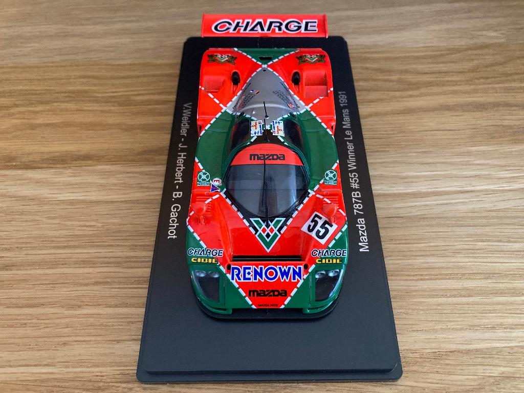 ✅ Mazda 787B 1:43 24h LeMans win 1991 Gachot Weidler Herbert, Ophalen of Verzenden, Nieuw, Auto's