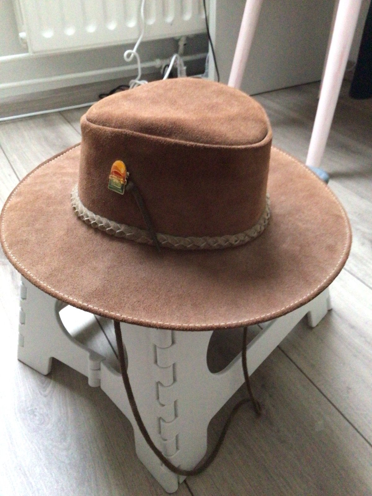Lederen Australische Hoed - Bruin, Kleding | Dames, Ophalen of Verzenden, Gedragen, One size fits all, Hoed