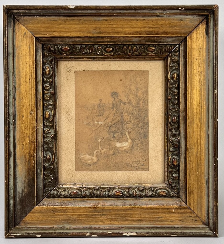 4. Tekening, Cornelis Koppenol – ganzenhoedster, ca. 1900, Ophalen