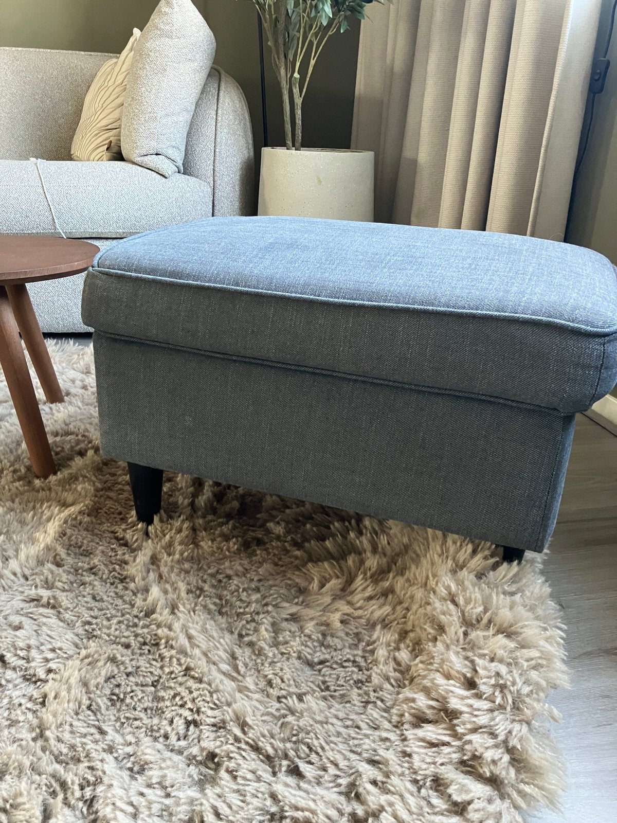 Ikea voetenbank grijs, Ophalen, Gebruikt, Rechthoekig
