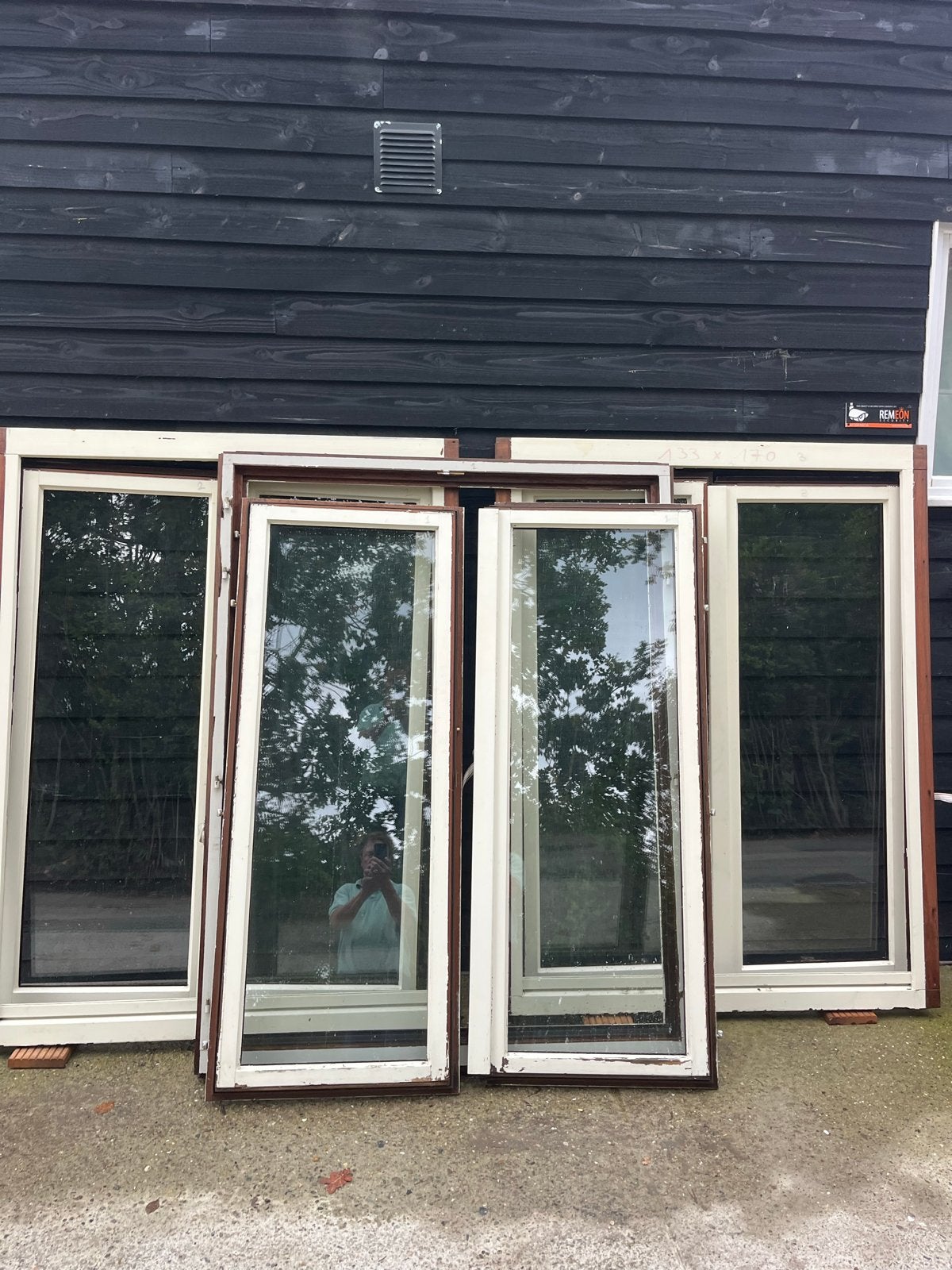 3x hardhouten kozijn met isolerende draai ramen, 200 p.st., Gebruikt, Raamkozijn, 150 tot 225 cm, Inclusief glas