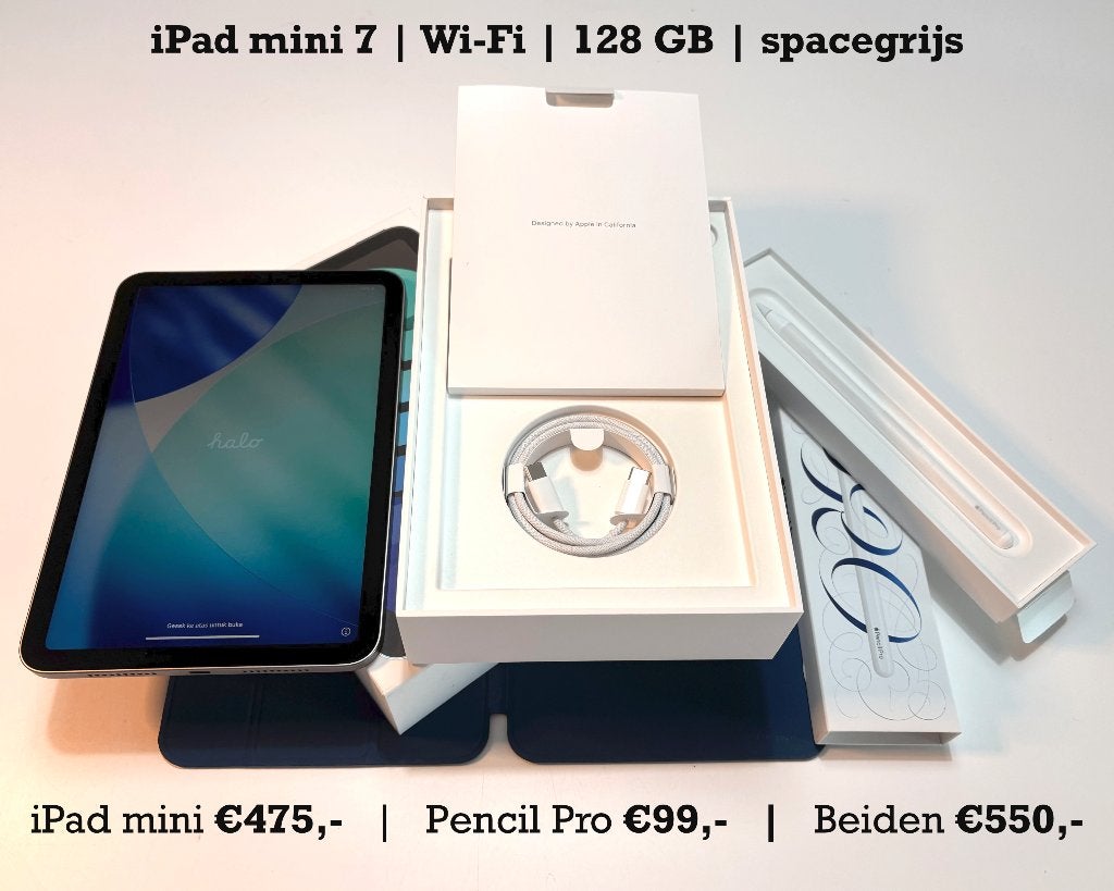 iPad mini 7, Wi‑Fi, 128 GB, spacegrijs - Zo goed als nieuw, Computers en Software, Apple iPads, Apple iPad, Zo goed als nieuw