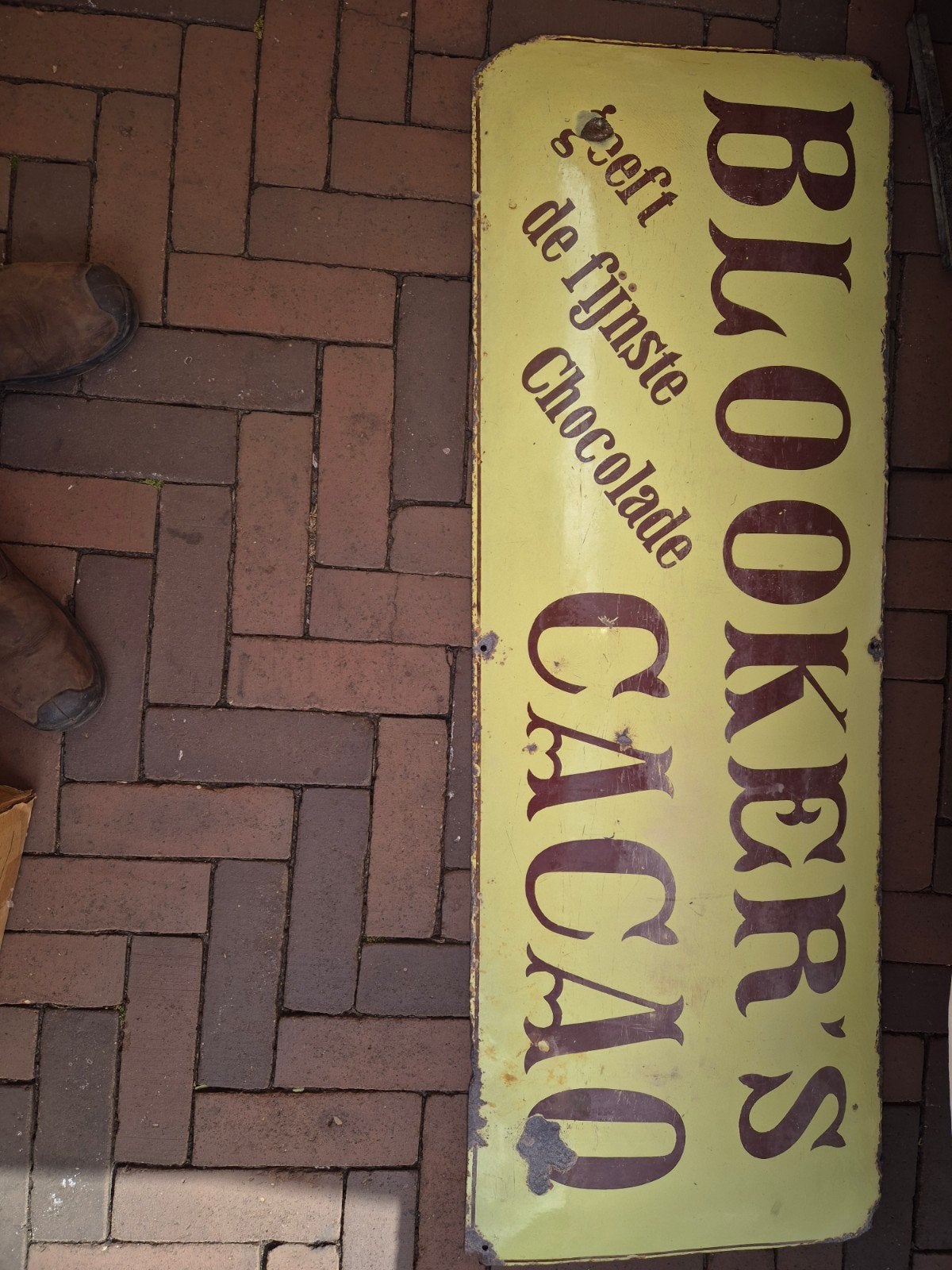 Vintage Emaille Reclamebord: BLOKKER'S CACAO Chocolade, Ophalen