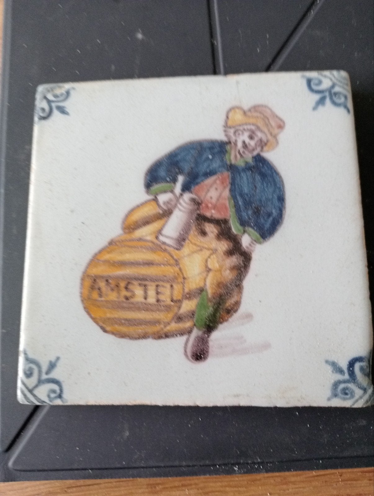 Vintage Amstel Bier Tegel - Man met Vat, Ophalen of Verzenden
