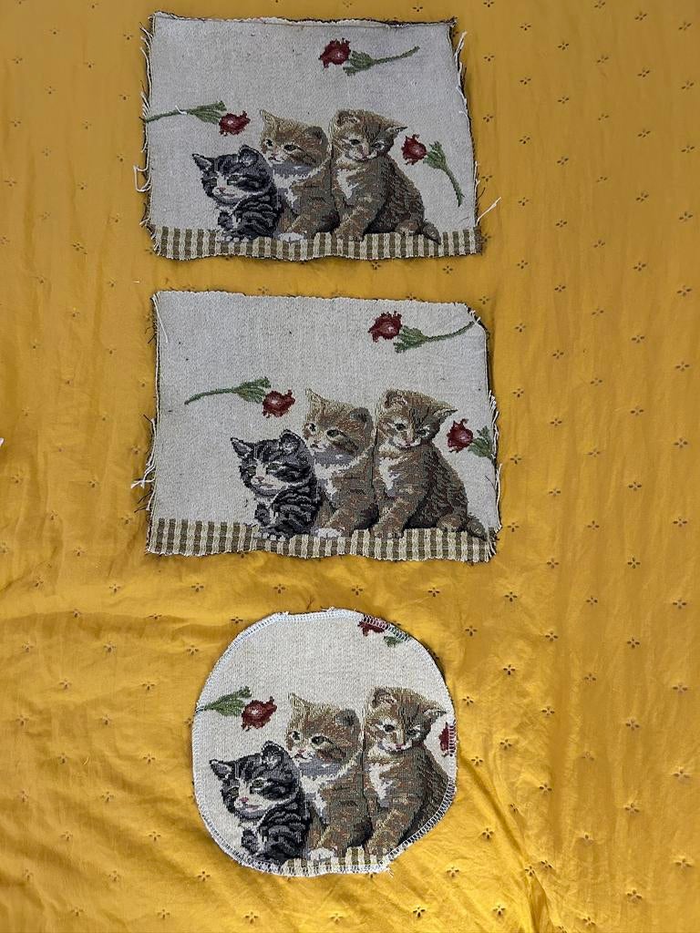 Vintage lapjes katten dik jaquard, Overige kleuren, 120 cm of meer, Ophalen of Verzenden, Zo goed als nieuw