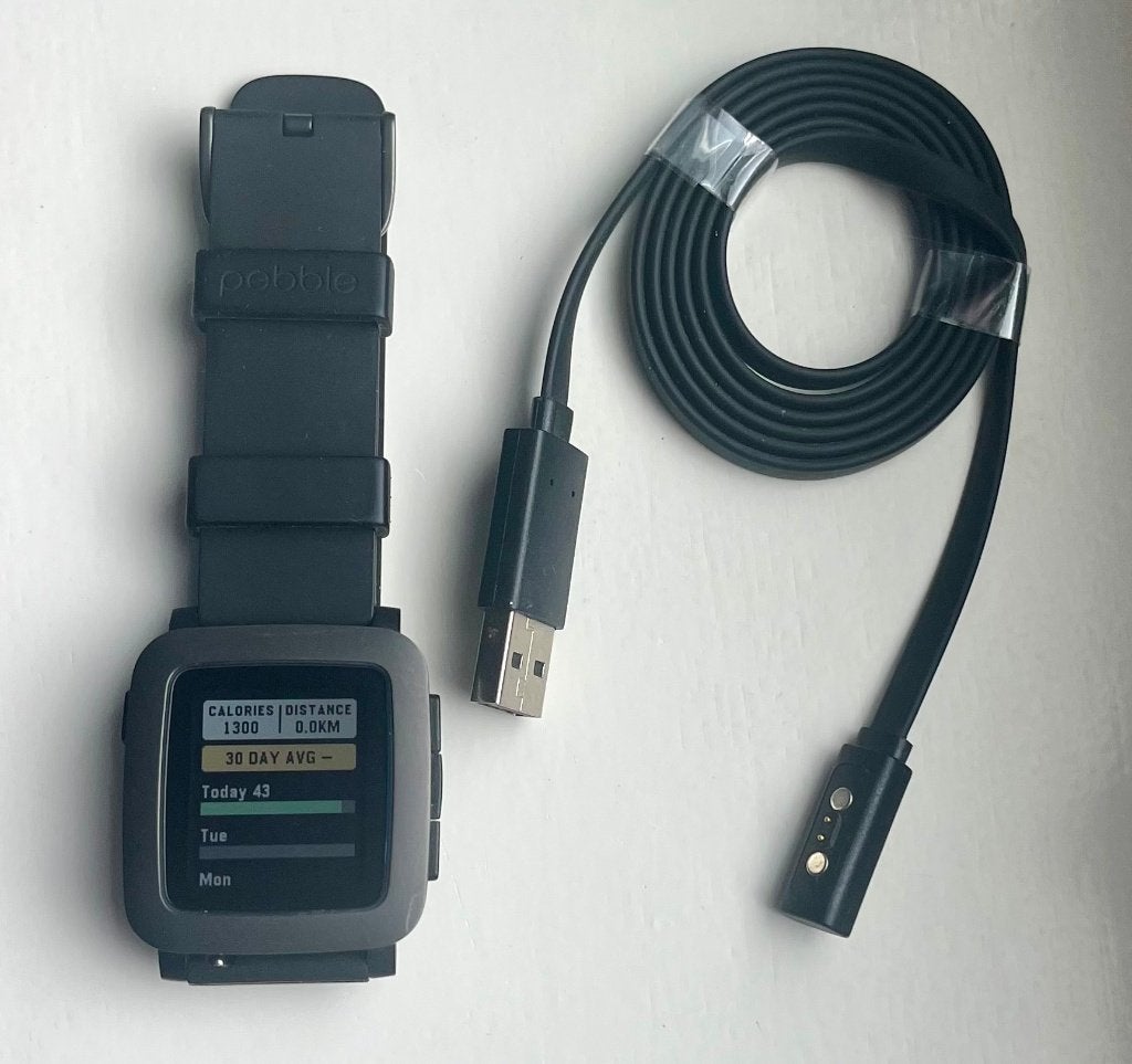 Pebble Time Smartwatch *Kickstarter Backer Edition* + lader, Zwart, Ophalen of Verzenden, Zo goed als nieuw, Stappen