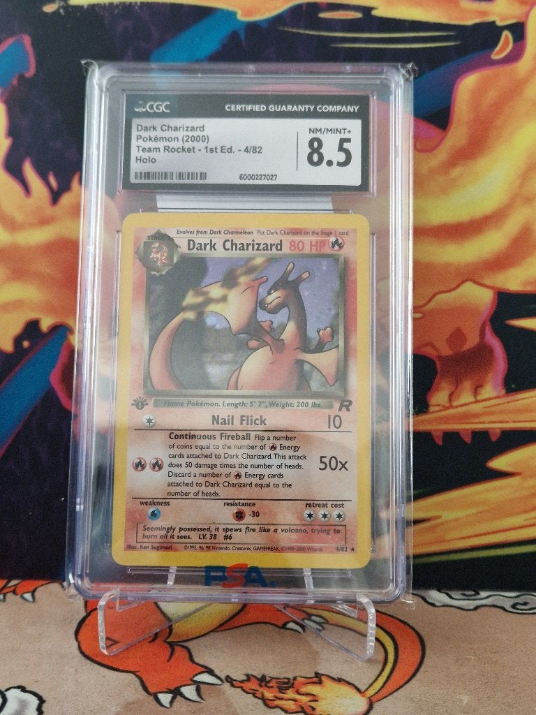 CGC 8.5 Dark Charizard - Team Rocket 4/82 - 1st Edition Holo, Hobby en Vrije tijd, Verzamelkaartspellen | Pokémon, Ophalen of Verzenden