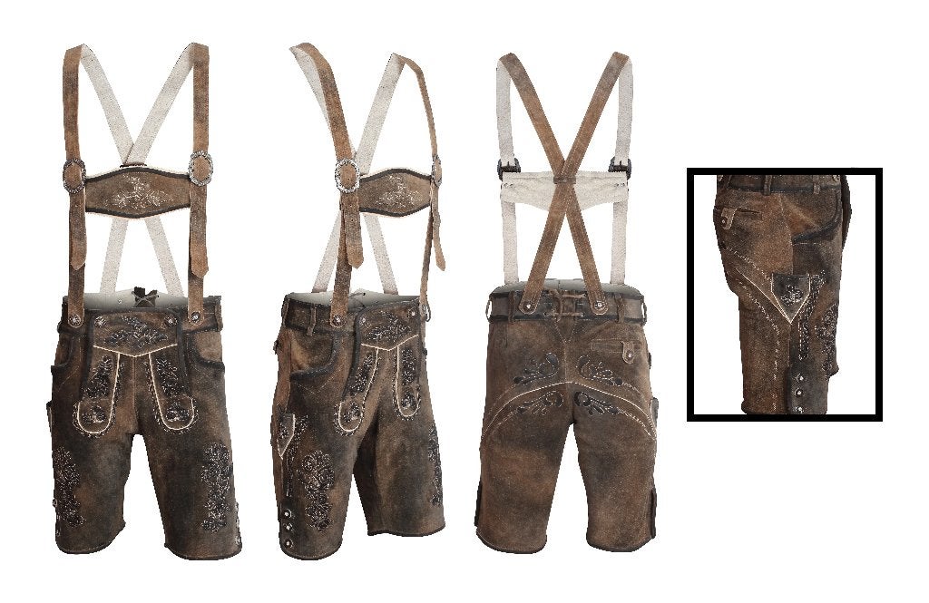 Lederhosen Heren Oktoberfest Heren Suede Leer Conic Fade, Maat 52/54 (L), AA Lederhosen, Carnaval, Nieuw