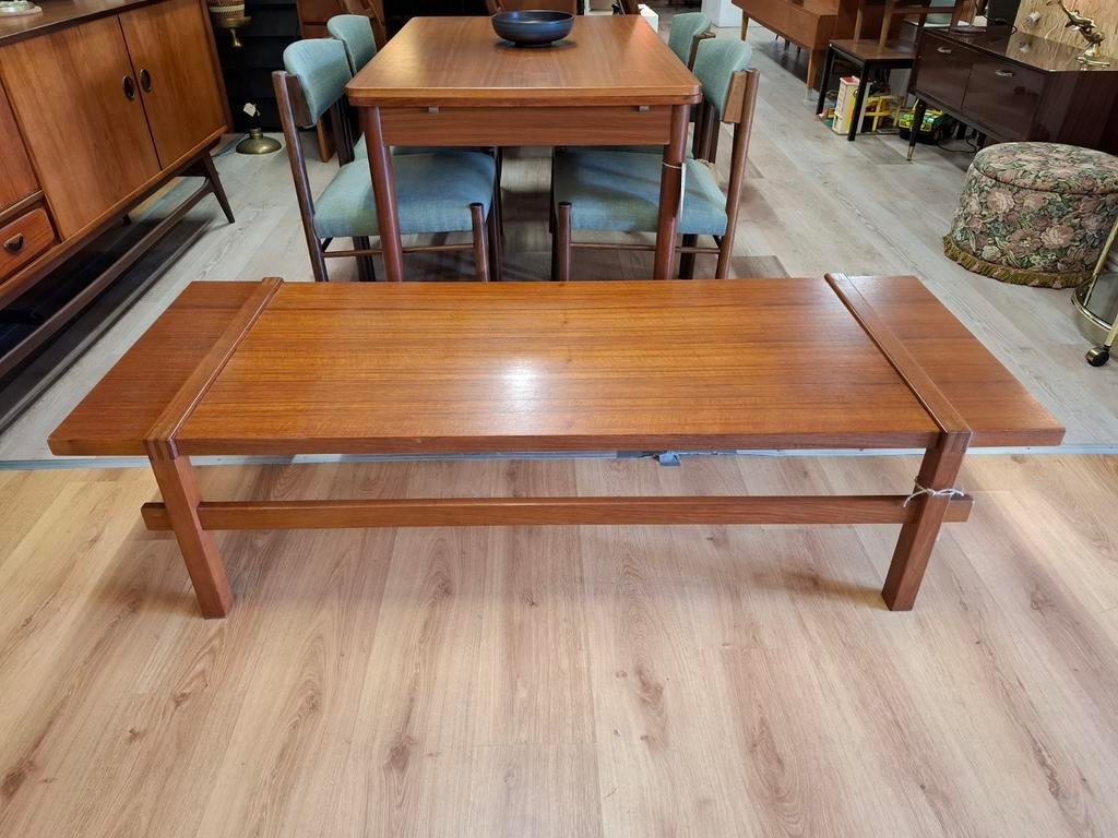 Vintage salontafel teak mid century design tafel coffeetable, .., 100 tot 150 cm, 50 tot 100 cm, Zo goed als nieuw