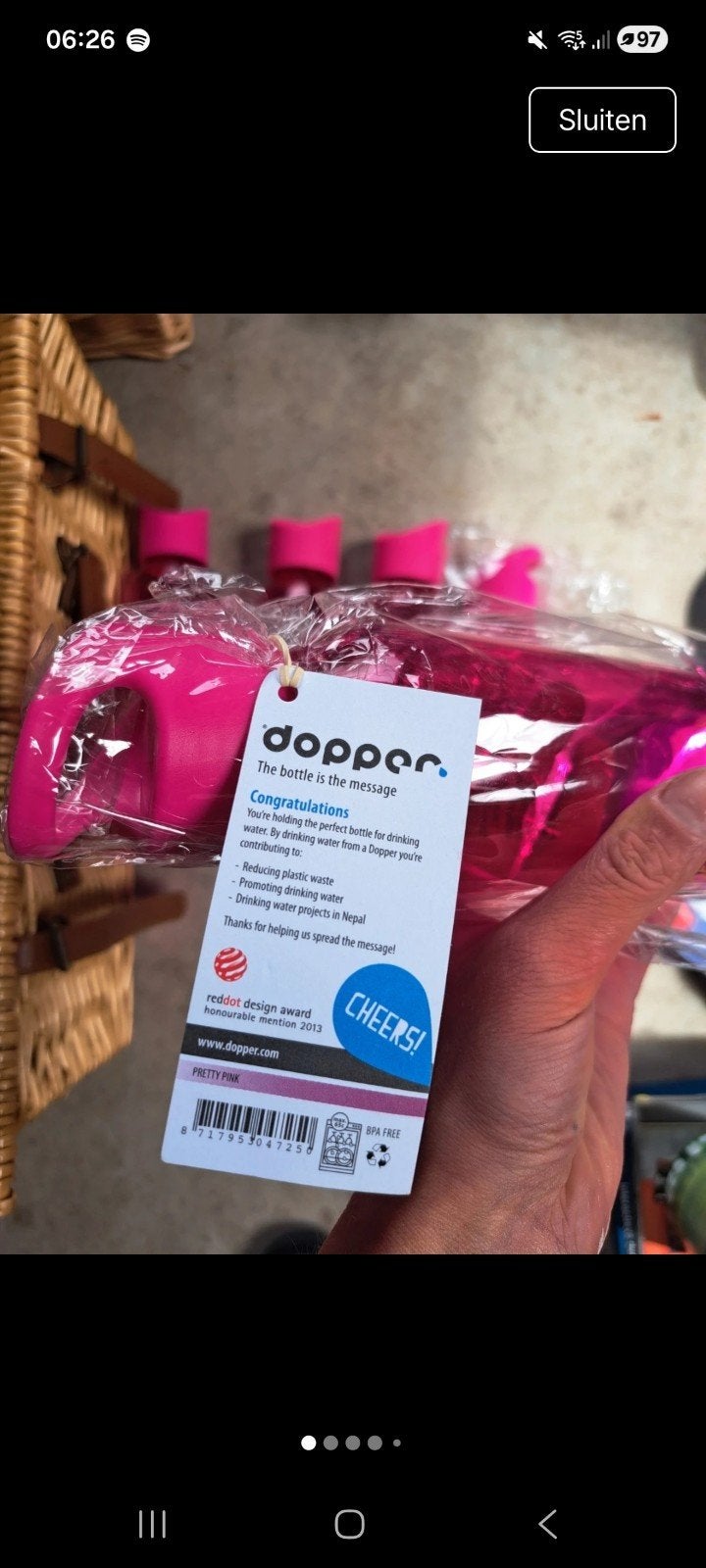 Dopper waterfles diverse kleuren en modellen, Overige typen, Kunststof, Ophalen of Verzenden, Zo goed als nieuw