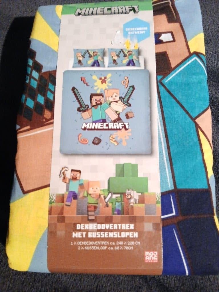 minecraft dekbedovertrek met kussenslopen    nieuw, Overige kleuren, Dekbedovertrek, Ophalen of Verzenden, Nieuw