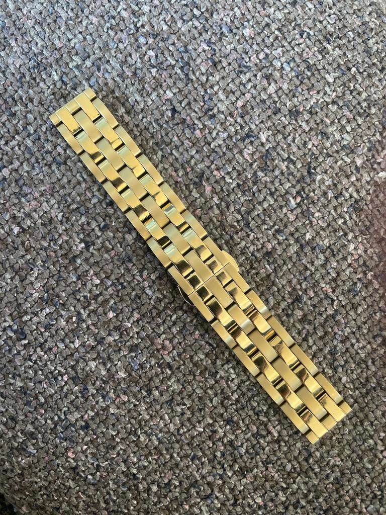 Horlogeband 18mm Staal Goud Gepolijst Vlindersluiting, Sieraden, Tassen en Uiterlijk, Overige Accessoires, Nieuw, Ophalen of Verzenden