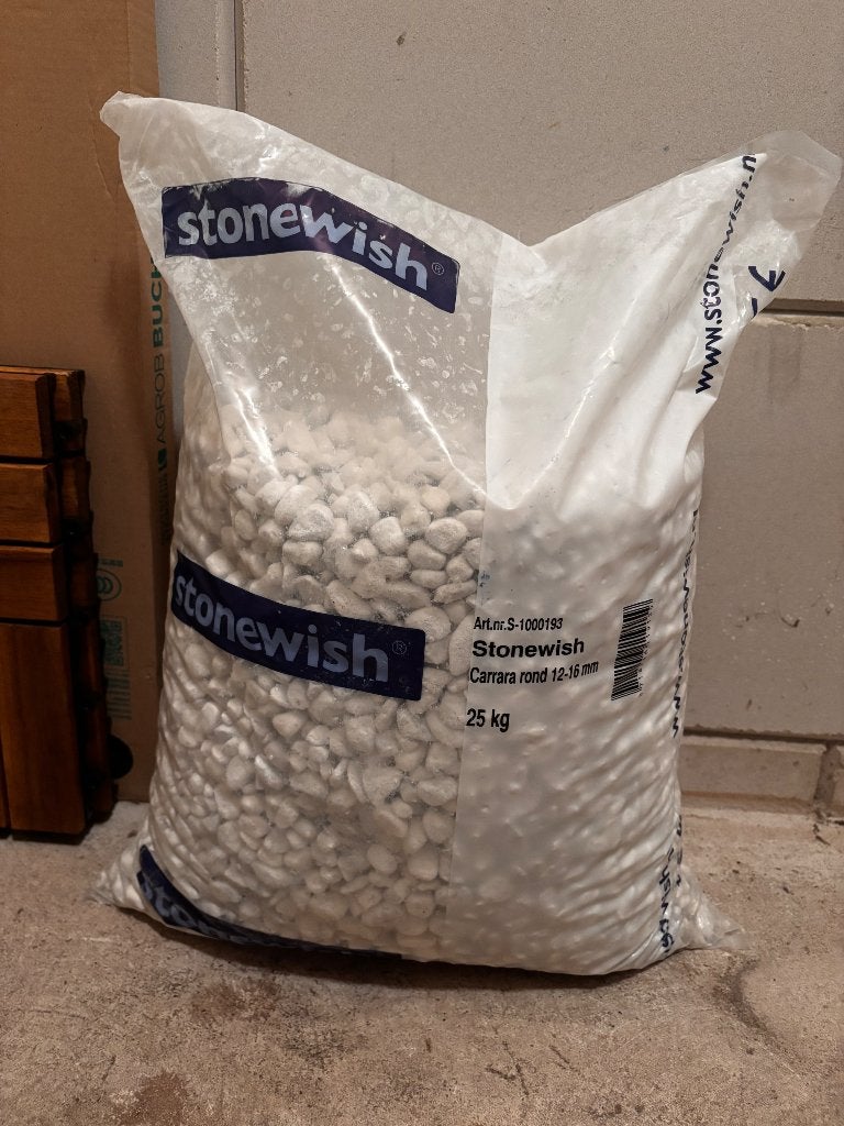 Zak Stonewish Carrara rond - siergrind stenen - 25 kg, Ophalen, Nieuw, Wit, Grind
