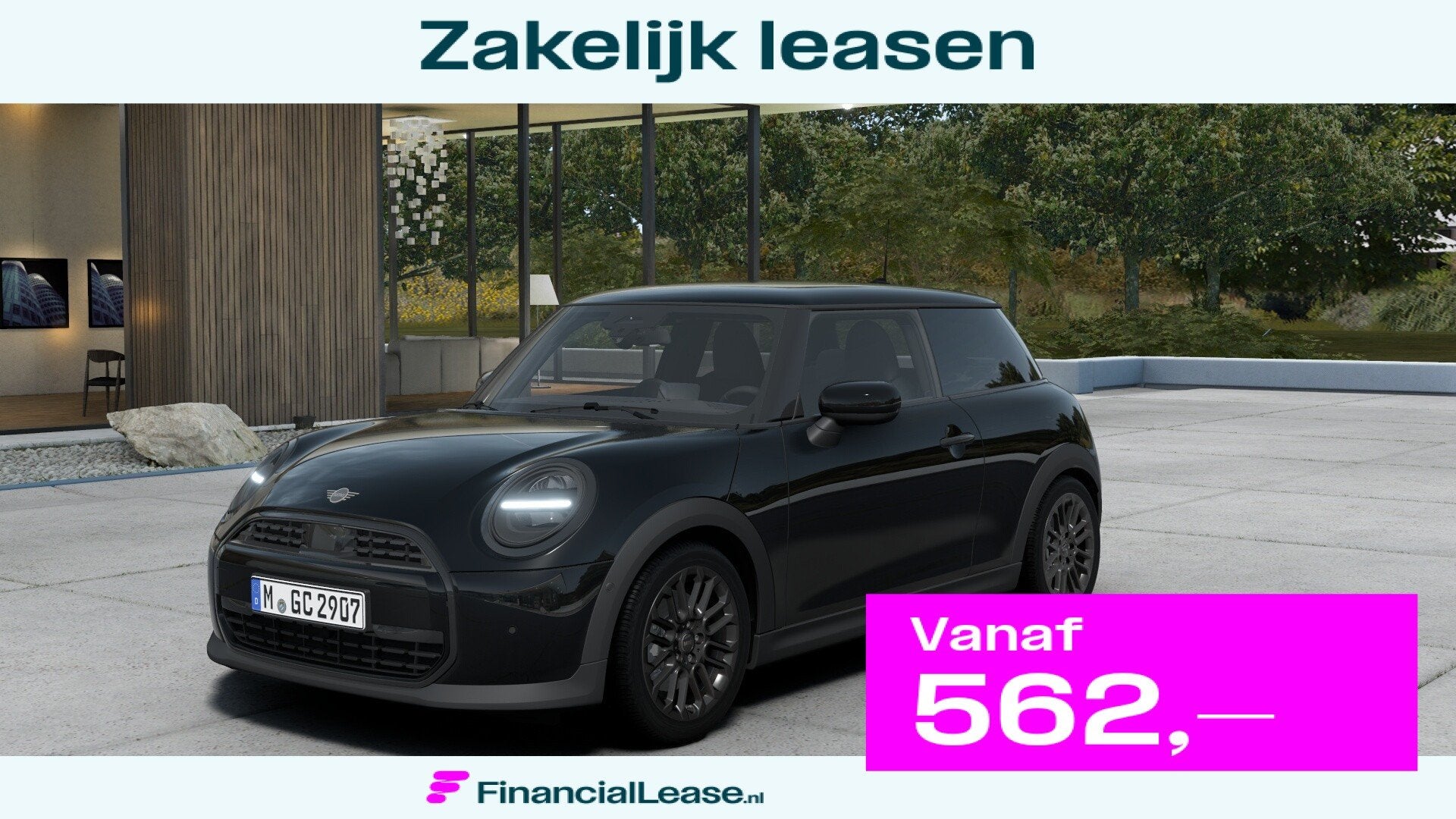 MINI 3-deurs Hatchback Cooper C Automaat / Blackyard / 17" U, Stof, Zwart, 156 pk, 4 stoelen