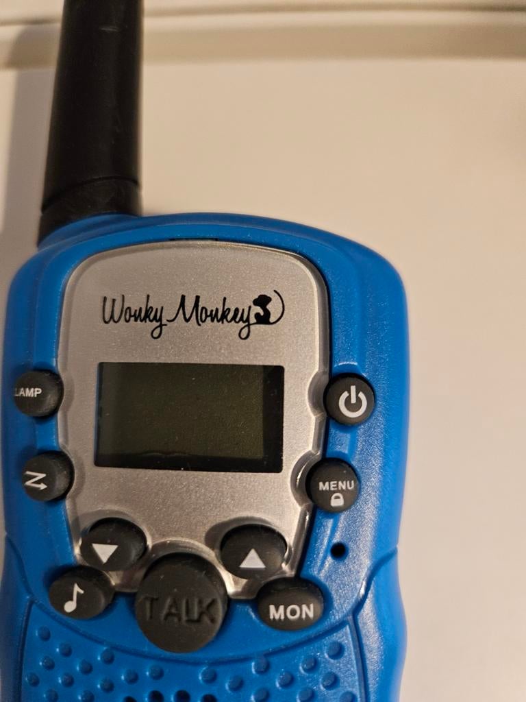 Walkie talkie Wonky Monkey blauw, Trilfunctie, Minder dan 2 km, Ophalen of Verzenden, Zo goed als nieuw