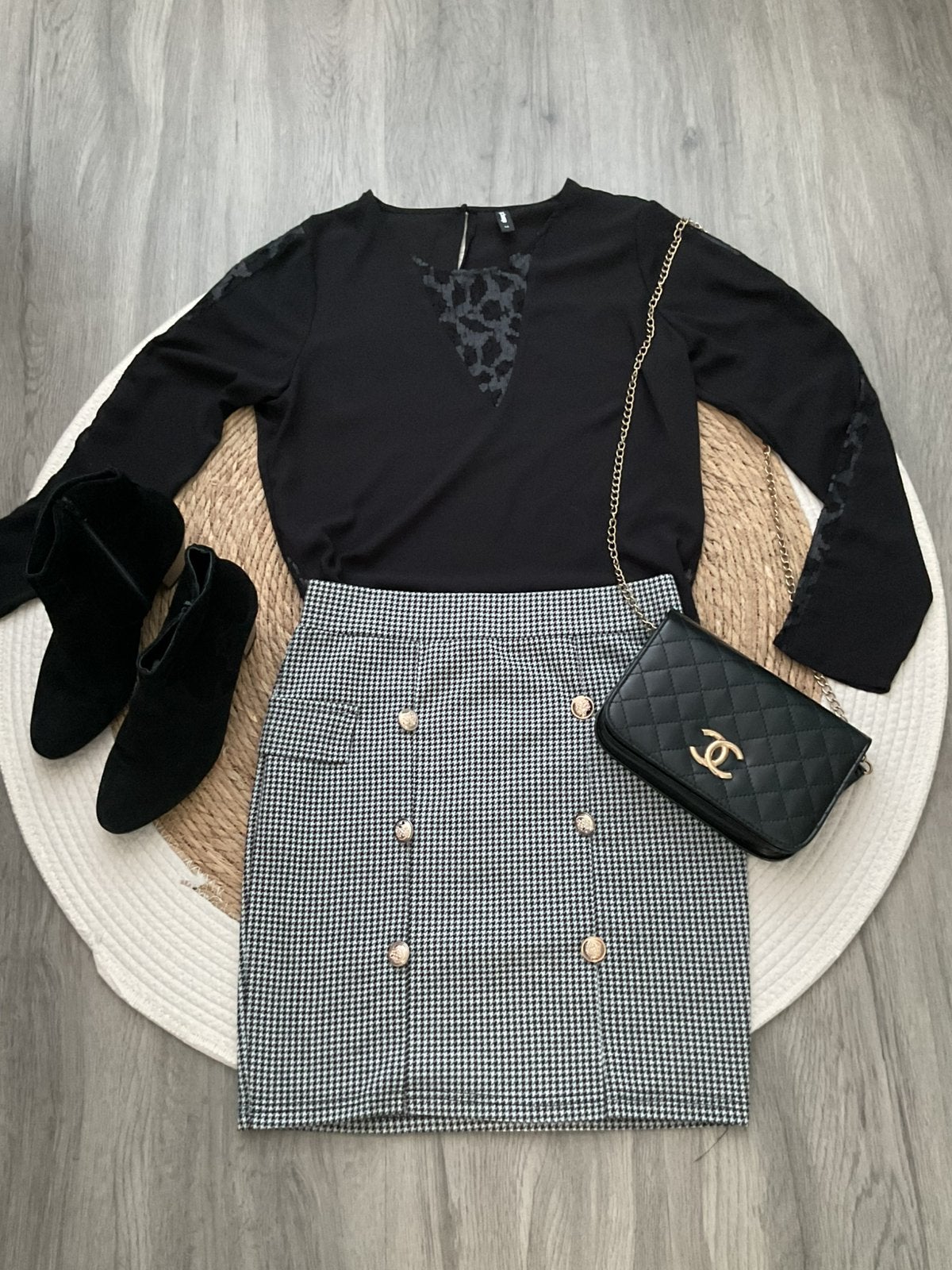Eksept zwarte blouse met kanten details - Maat 38, Ophalen of Verzenden, Nieuw, Maat 38/40 (M), Zwart