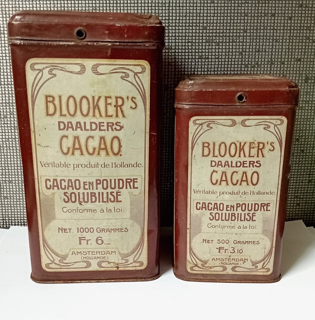 blooker""S daalders cacao 2 metalen reclame blikken, Verzenden, Gebruikt, Overige