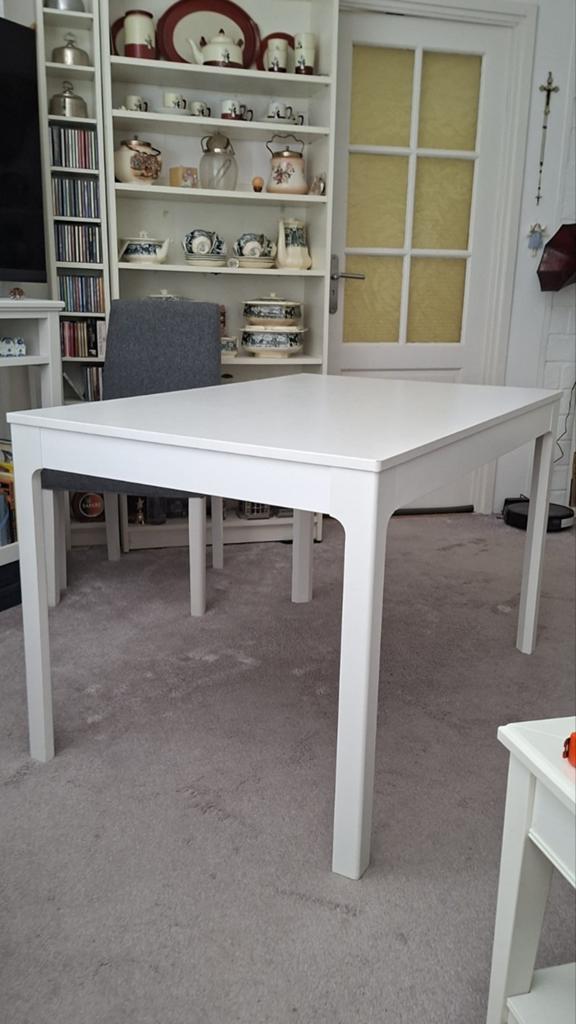 eettafel uitschuifbaar ekedaler van ikea met 6 eettafel stoe, Ophalen, Gebruikt, Rechthoekig, 50 tot 100 cm
