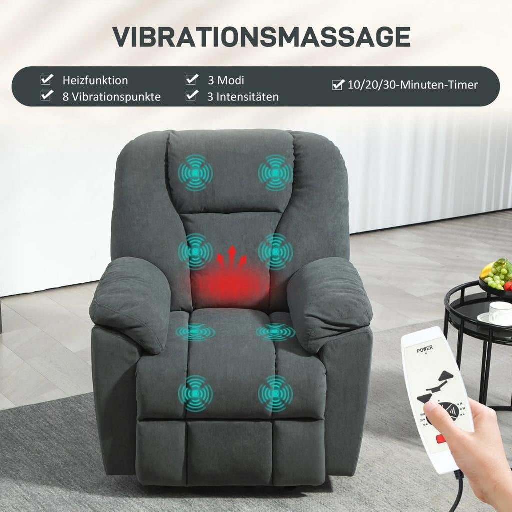Relaxfauteuil  relaxstoel met massage- en verwarmingsfunctie, Modern, Comfort, Nieuw, 75 tot 100 cm, Ophalen of Verzenden
