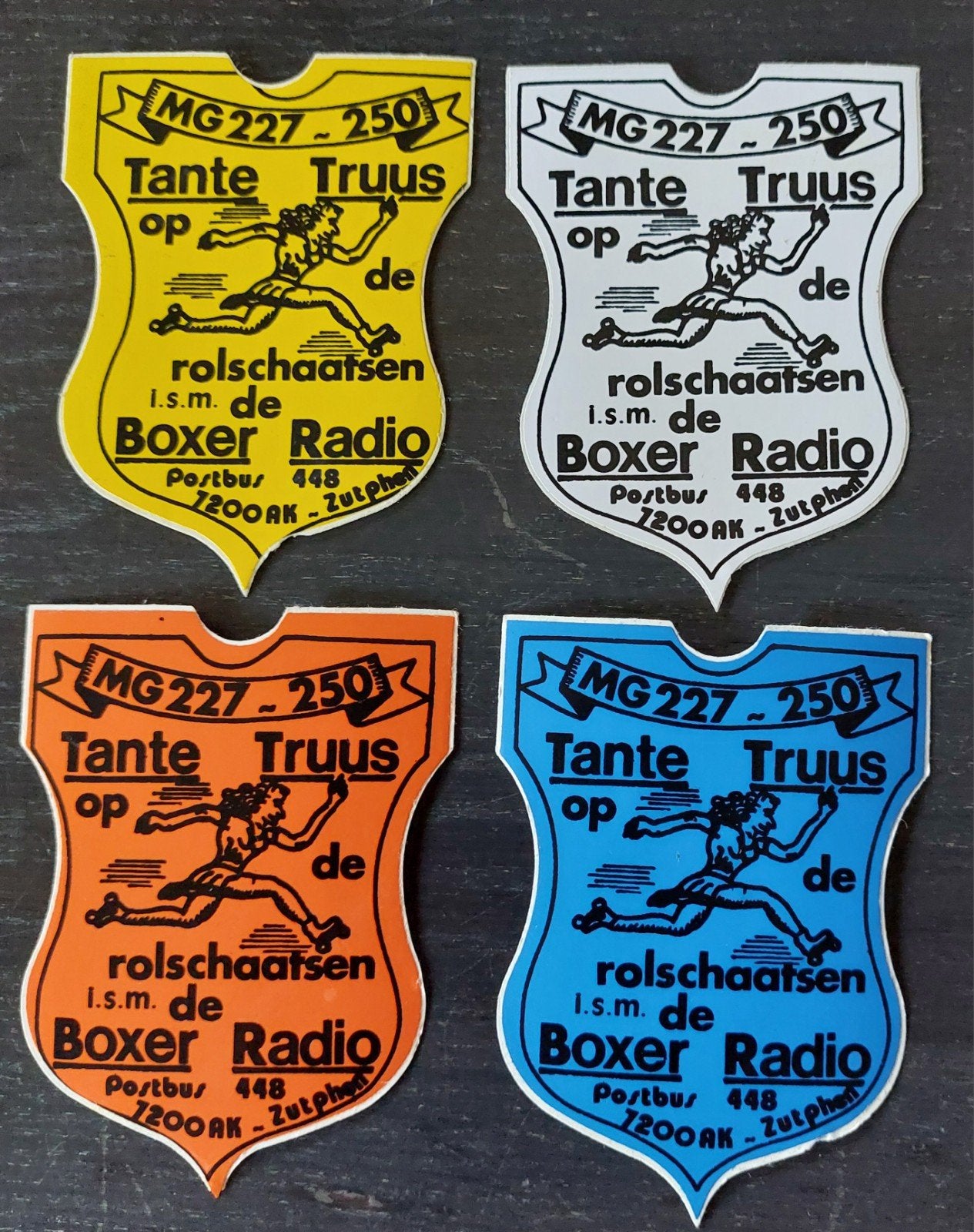 4 stickers Tante Truus Boxer Radio Zutphen piratenzender, Ophalen of Verzenden