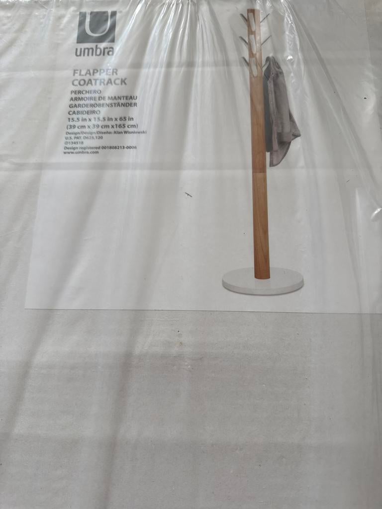 Umbra Flapper Kapstok Wit-Naturel met 9 Neerklapbare Haken, Huis en Inrichting, Woonaccessoires | Kapstokken, Ophalen of Verzenden