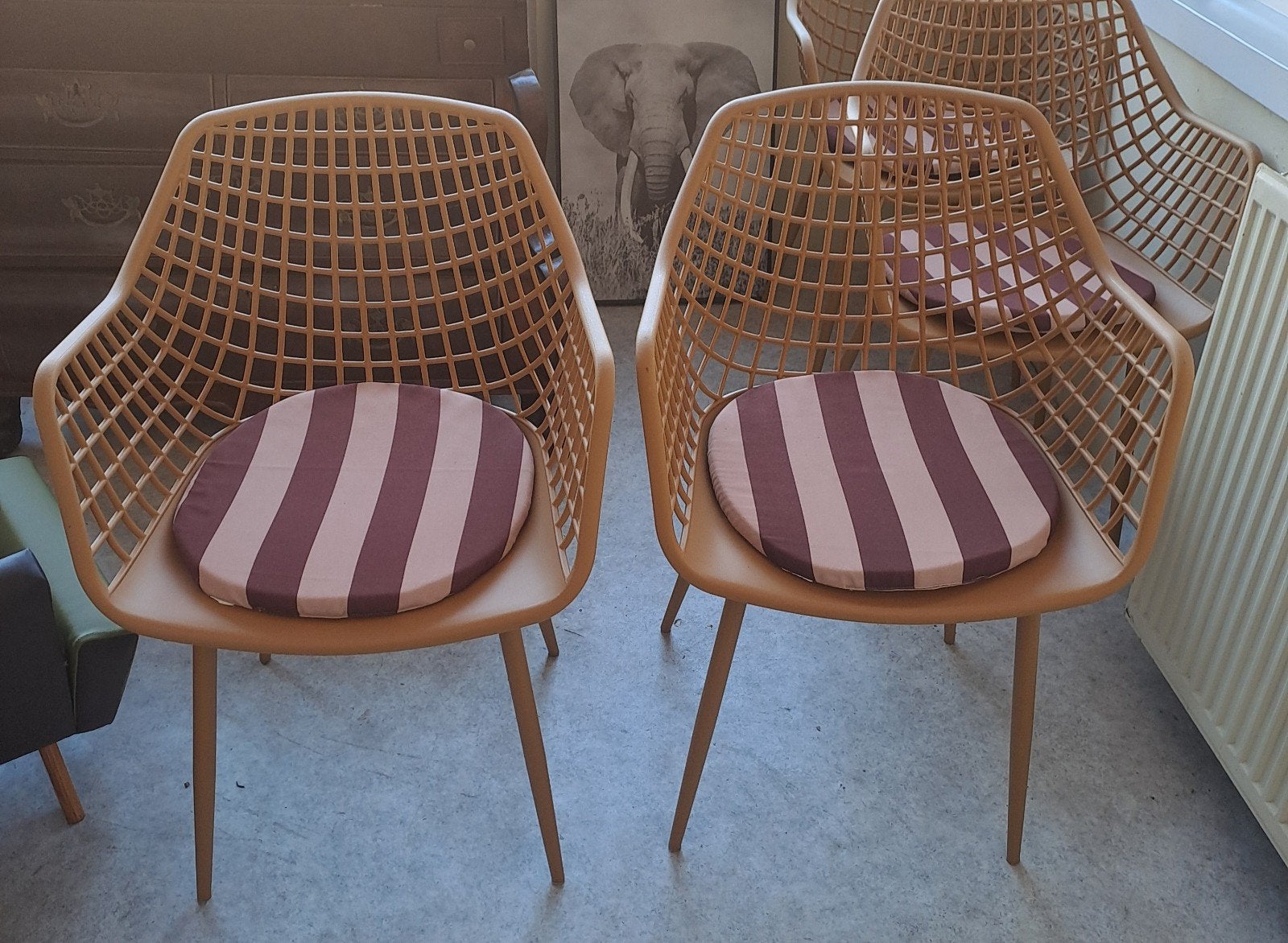 4 Kwantum tuinstoelen met kussens - Zo goed als nieuw, Ophalen of Verzenden, Zo goed als nieuw, Kunststof