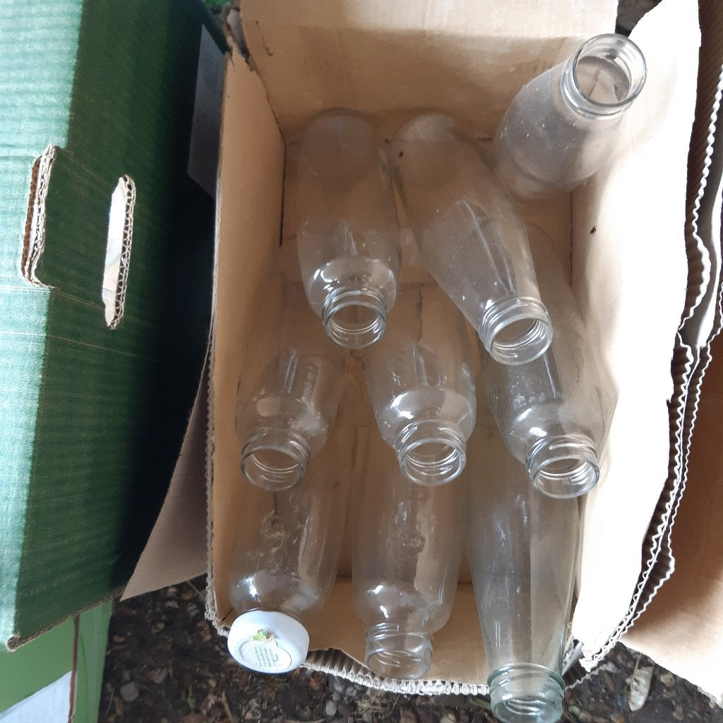 lege glazen flessen voor sap of siroop, Ophalen, Overige merken, Glas, Overige typen