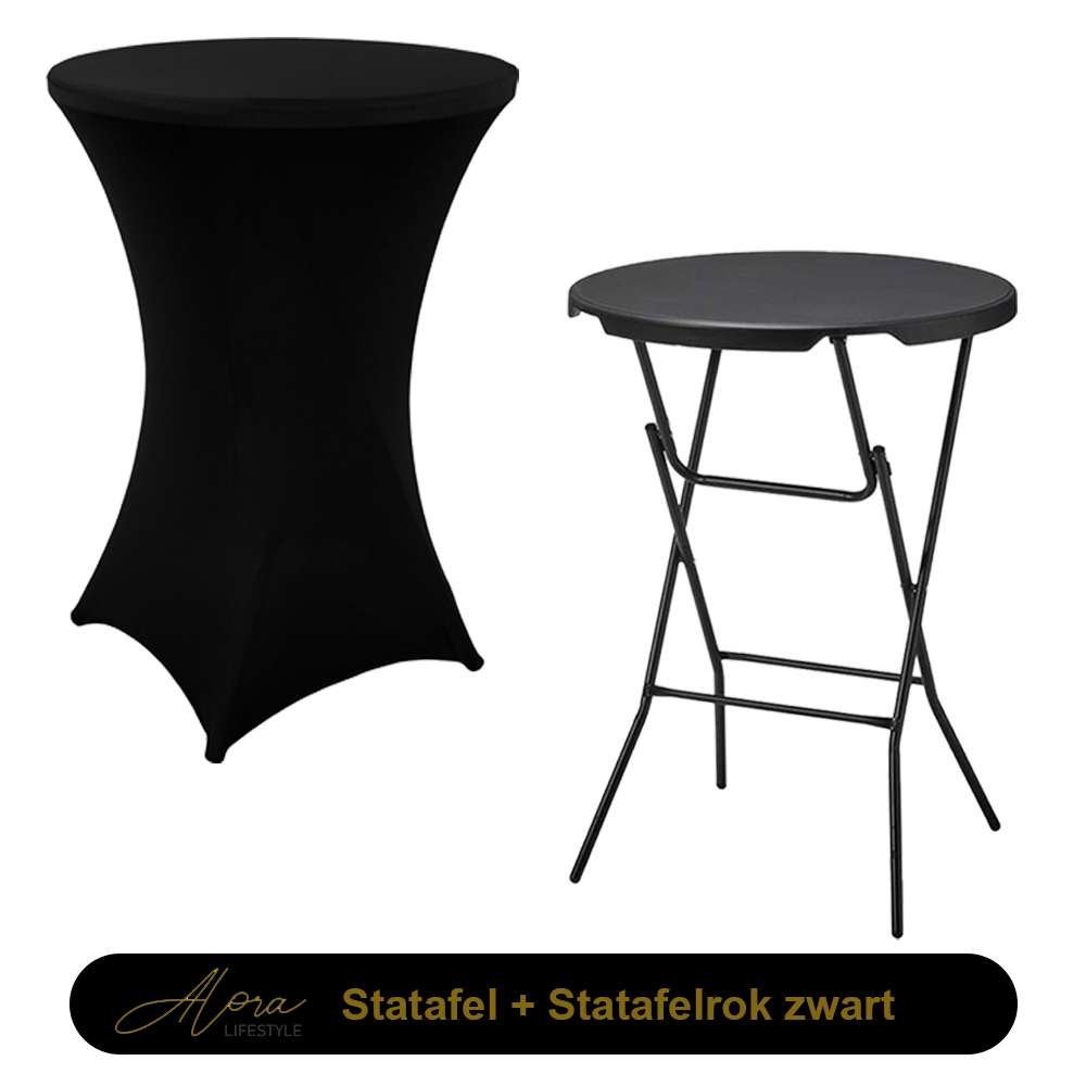 1x Zwarte Statafel + Zwarte Statafelrok x 1 – ø80 cm x 110 c, Gebruikt, Niet ingevuld, Niet ingevuld, Ophalen