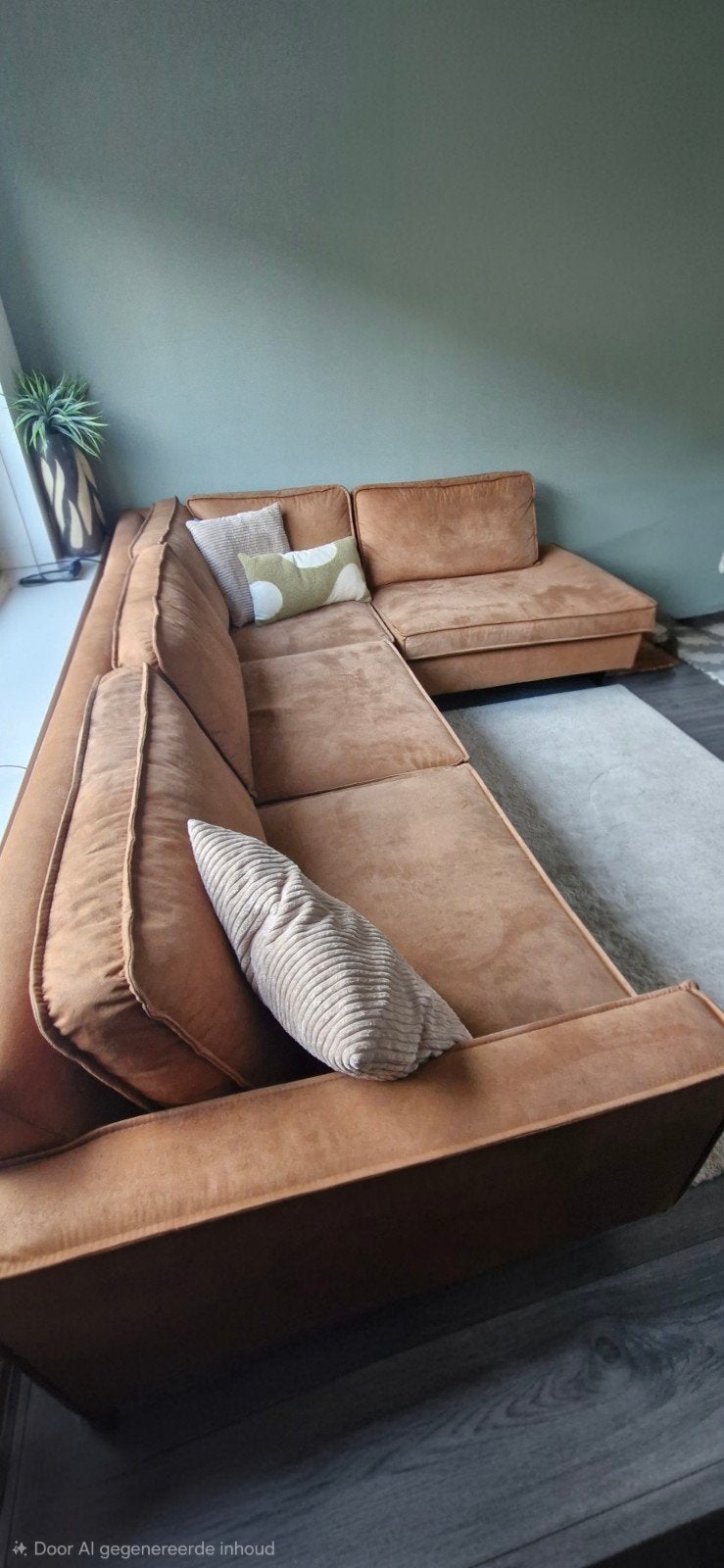 Moet weg! Cognac kleurige hoekbank - 292x215 cm - 3 jaar oud, Huis en Inrichting, Ophalen, Gebruikt, Stof, Modern