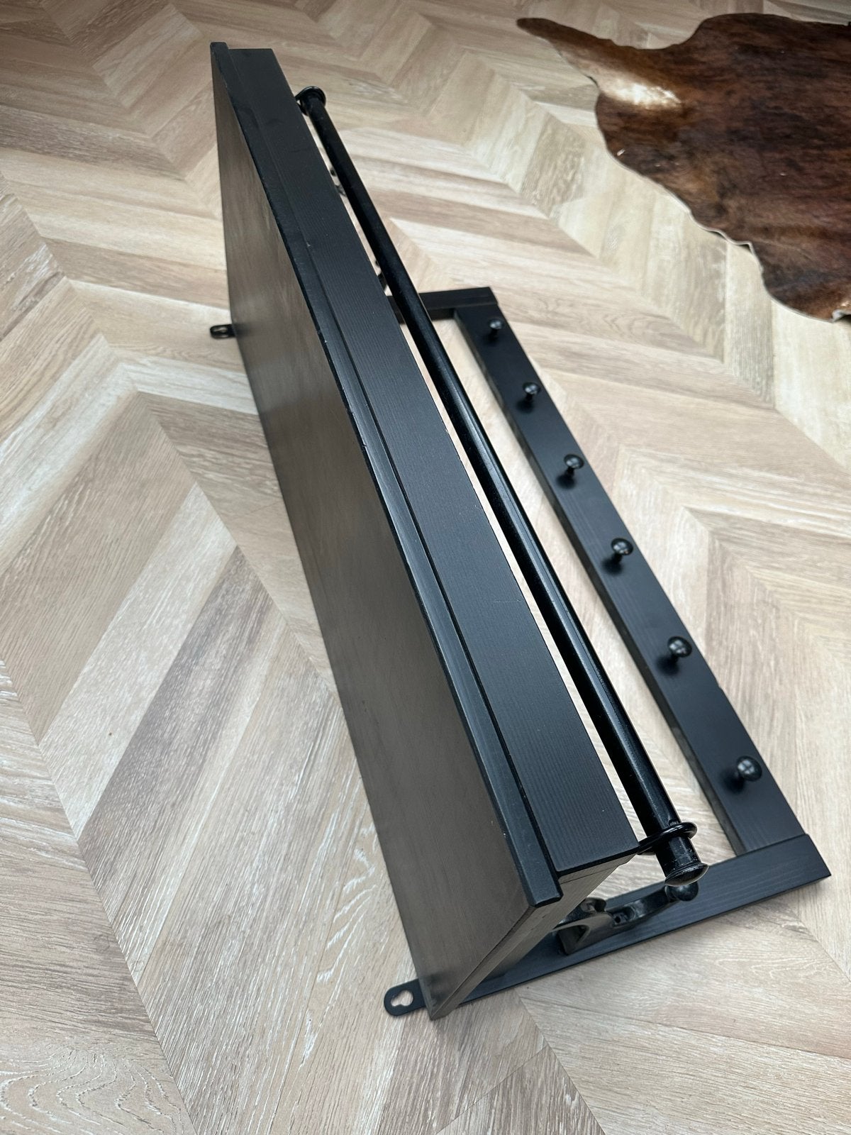 IKEA Zwarte wandkapstok met hoedenplank, Gebruikt, Minder dan 100 cm, Hout, Ophalen