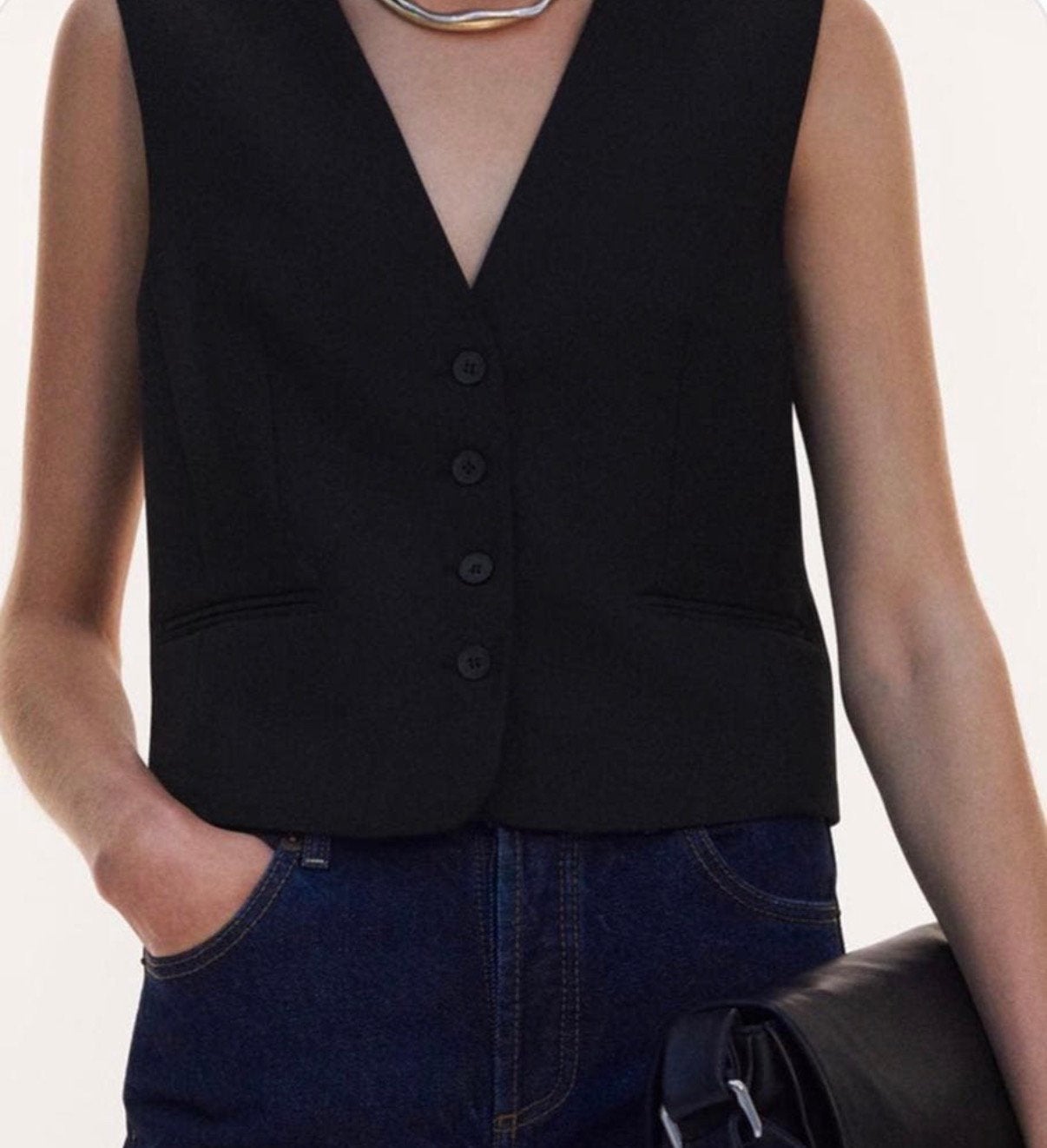 Zara zwart cropped gilet - Maat M, Ophalen of Verzenden, Zo goed als nieuw, Maat 38/40 (M), Zwart