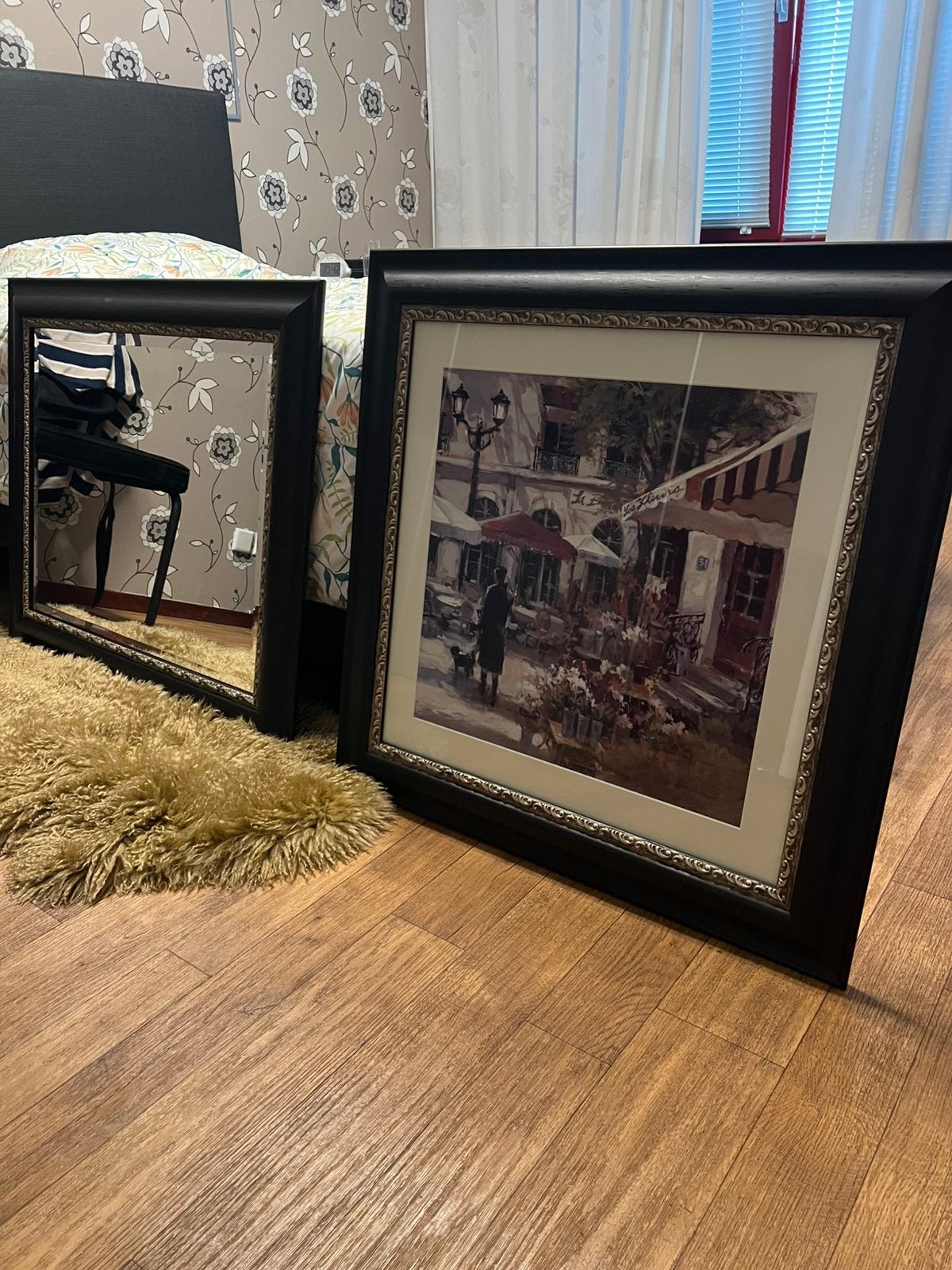 Frans tafereel + Spiegel., Huis en Inrichting, Ophalen, Zo goed als nieuw, Schilderij