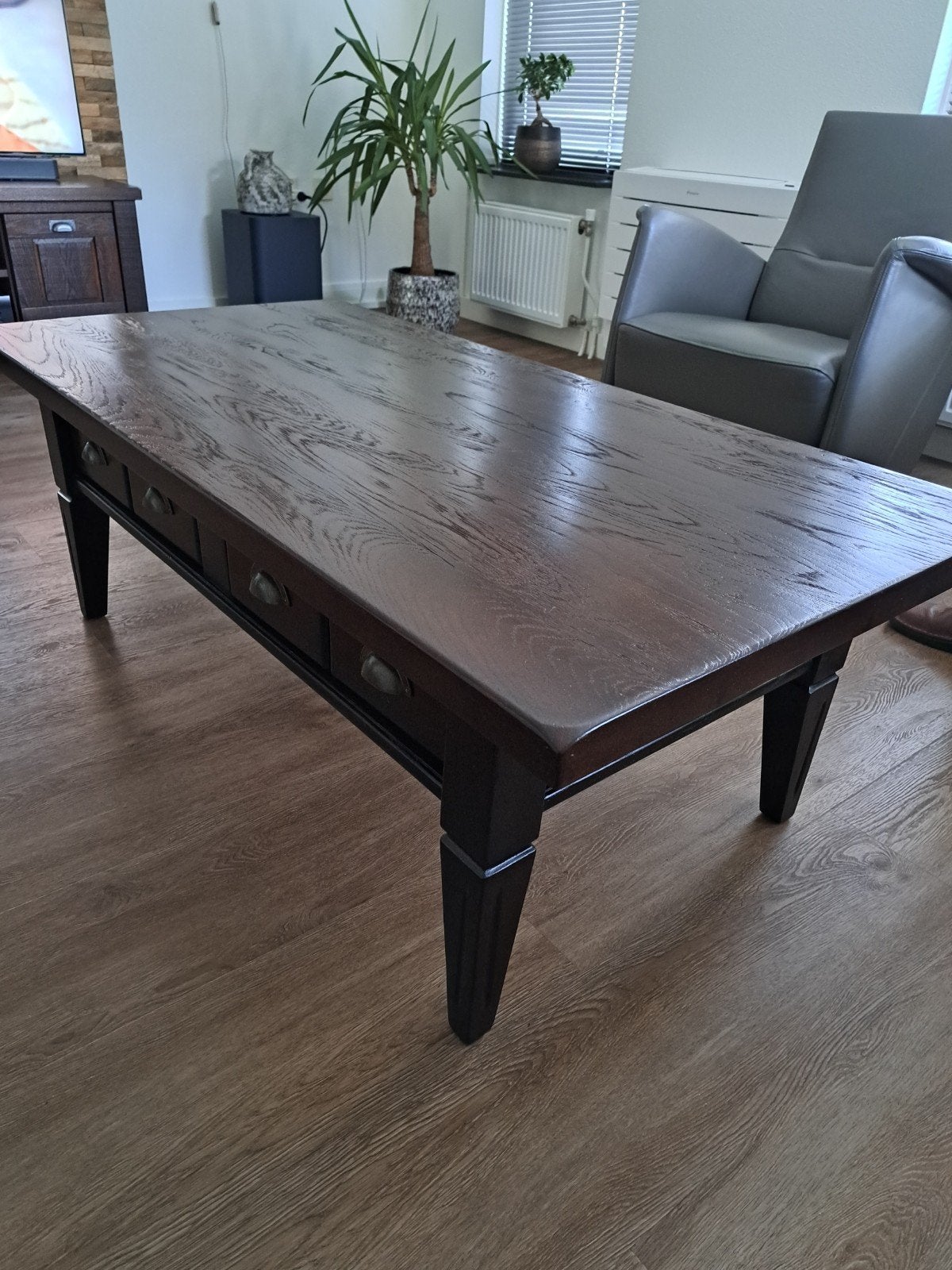 eiken salontafel met laden, Huis en Inrichting, Ophalen, Gebruikt, 100 tot 150 cm, 50 tot 100 cm