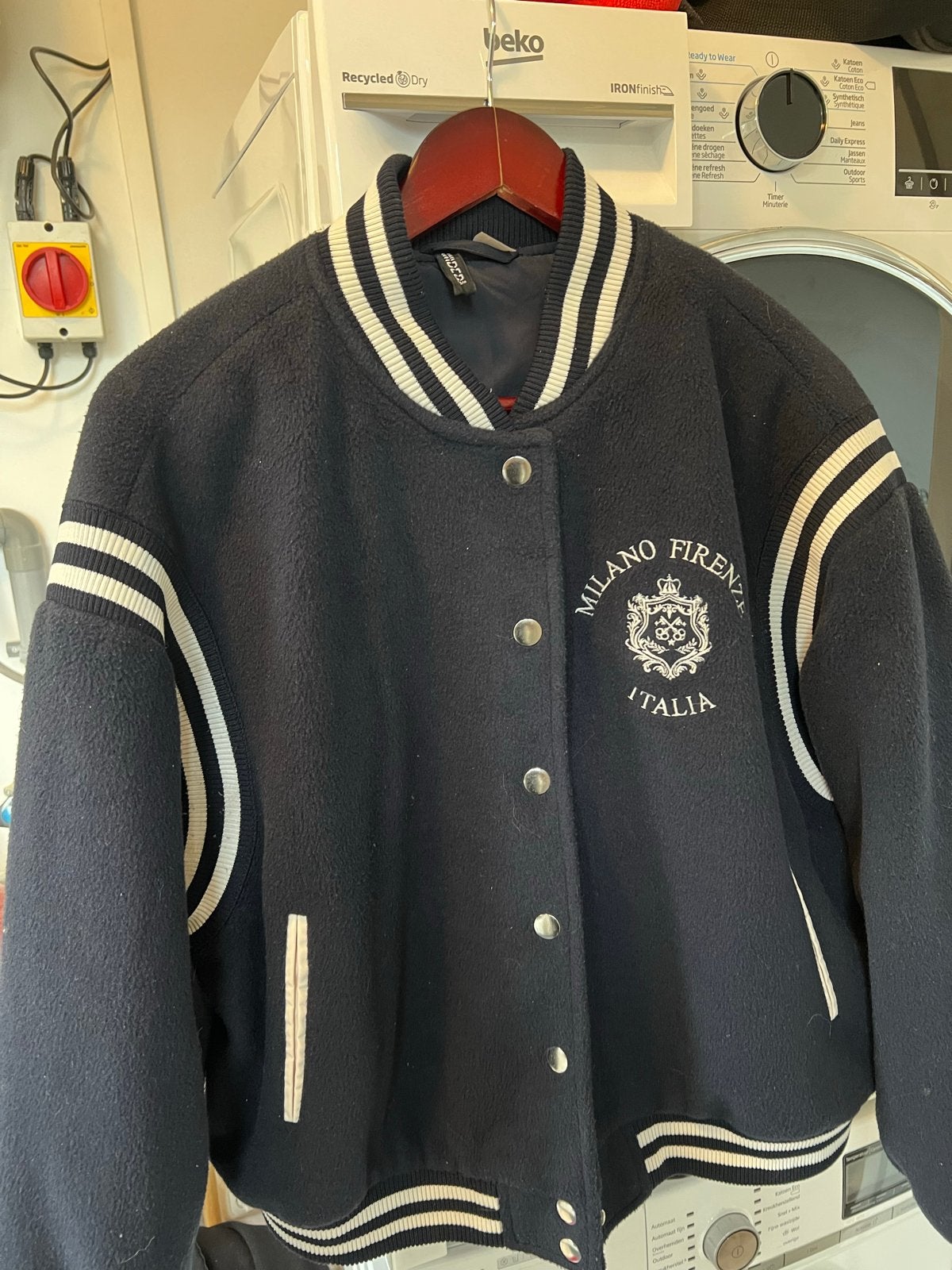 H&M Divided Collegejack Maat L - Milano Firenze Italia, Ophalen of Verzenden, Gedragen, Maat 42/44 (L), Blauw
