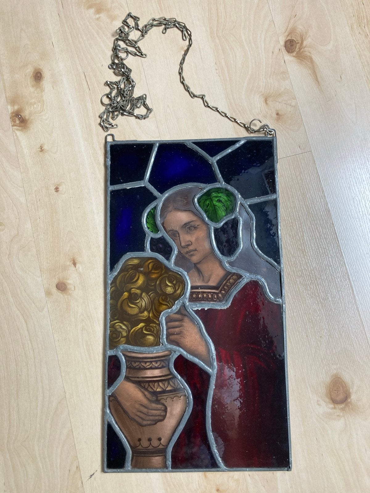 Madonna? Maria? Vintage glas in lood paneel, Antiek en Kunst, Ophalen