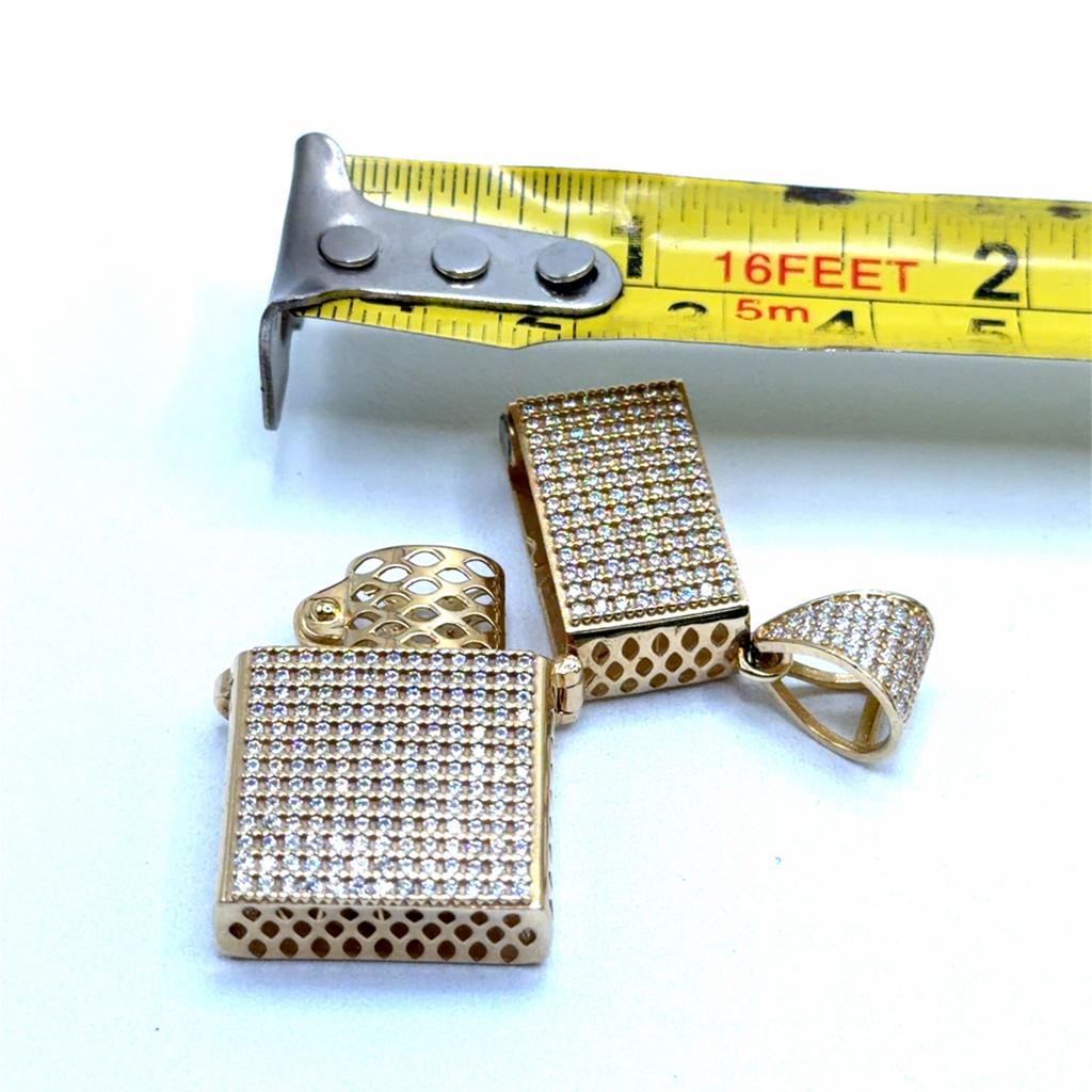 Gouden aansteker hanger met zirkonia steentjes, Overige voorstellingen, Www.bredajuwelier.nl, Nieuw, Ophalen of Verzenden