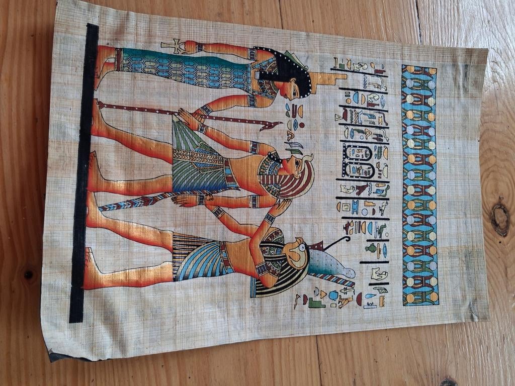 Egyptisch papyrus schilderij - 28 x 19 cm, Ophalen of Verzenden