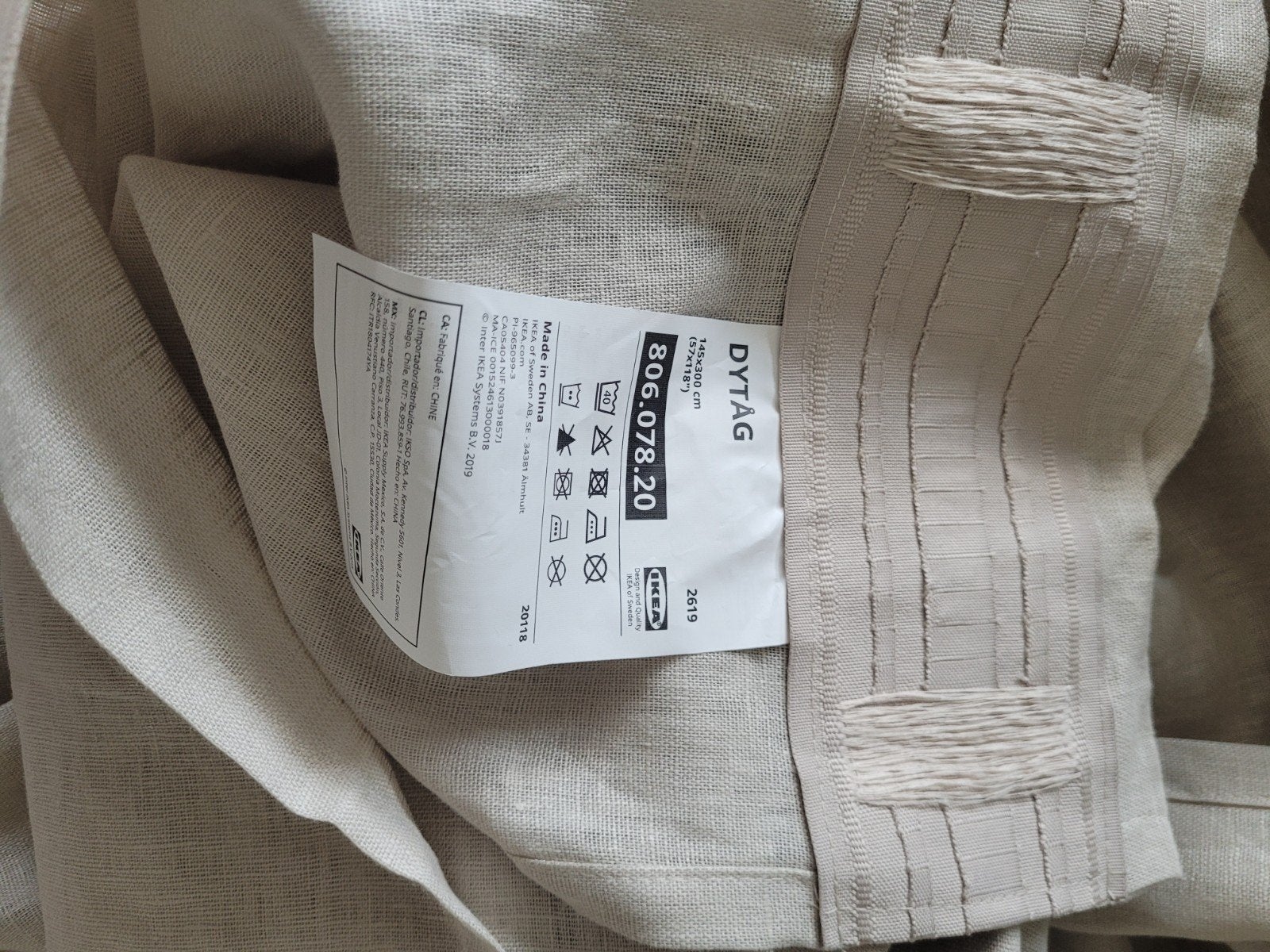 Ikea Dytåg gordijnen (nieuw), Overige materialen, 300 cm, Beige, Nieuw