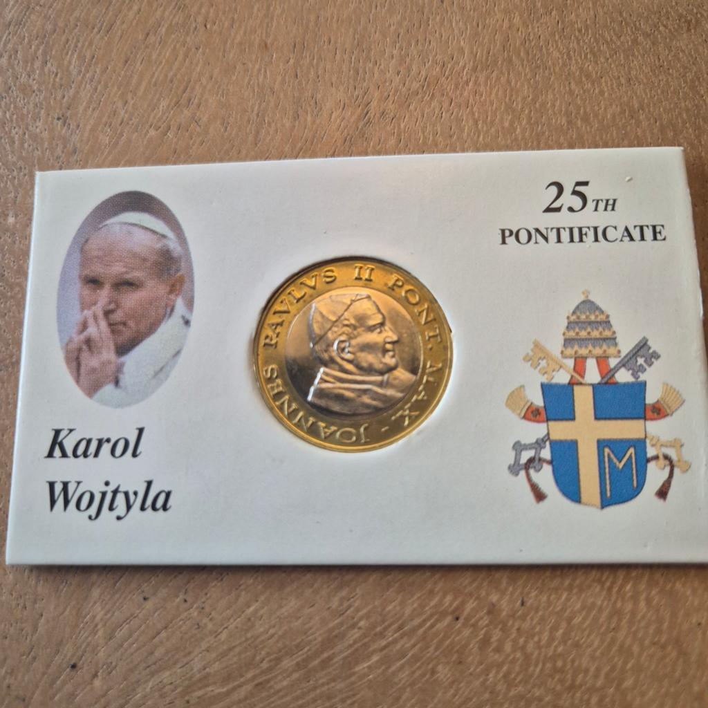 Paus Johannes Paulus II Herdenkingsmunt 25e Pontificaat, Ophalen of Verzenden, Overige materialen