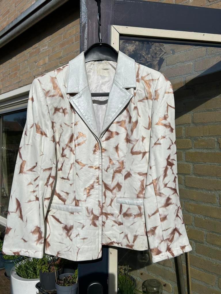 Leren jasje / colbertje, maat xs, Kleding | Dames, Ophalen of Verzenden, Gedragen, Maat 34 (XS) of kleiner, Wit