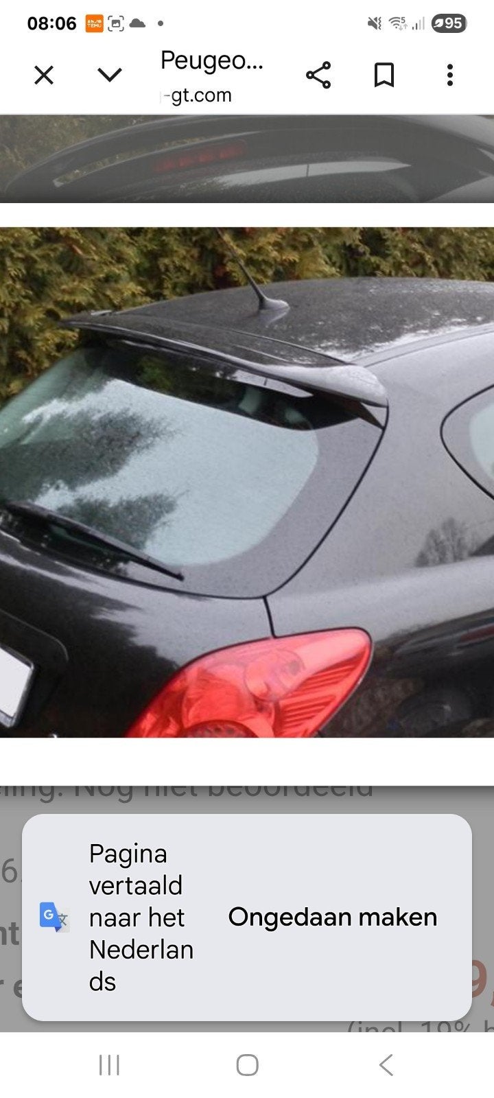 originele dak/achterklep spoiler peugeot 207, Ophalen of Verzenden, Peugeot