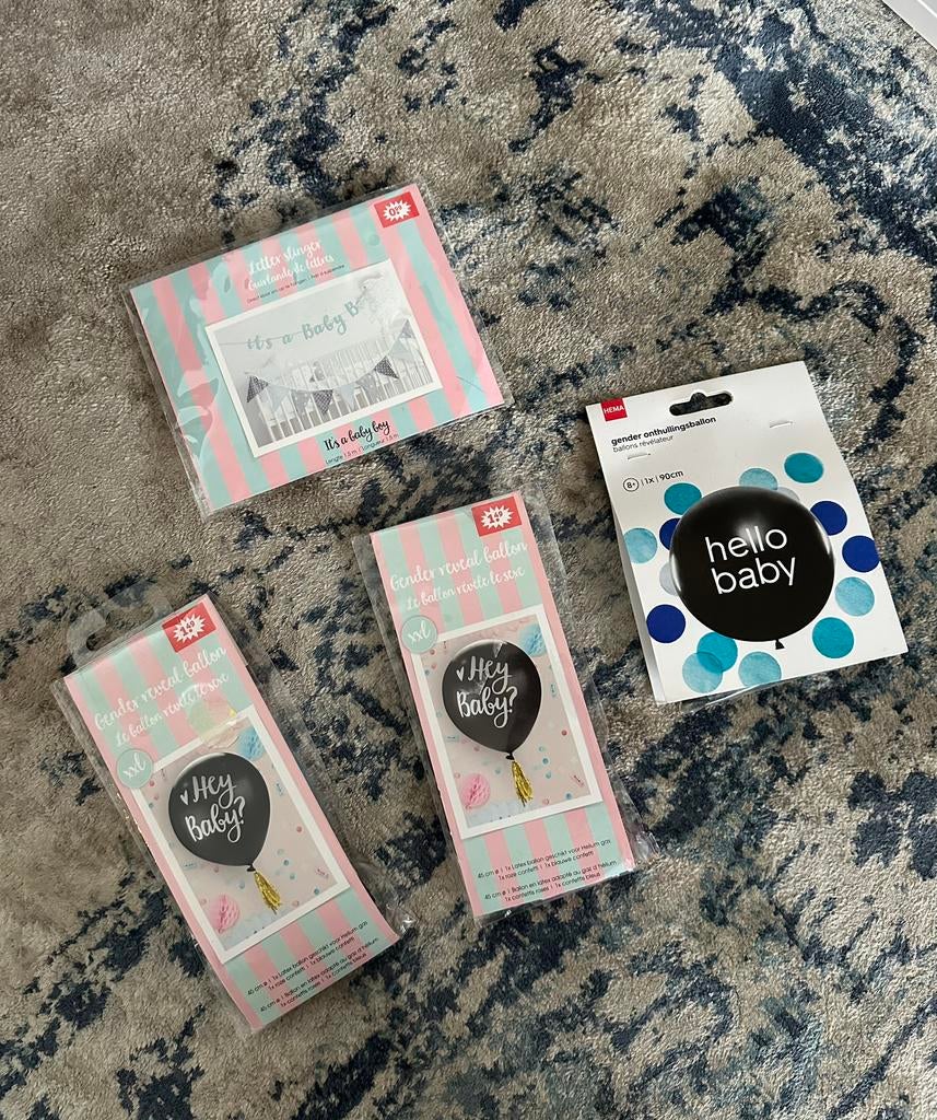 Pakketje gender reveal ballonnen en geboorteslinger, Ophalen of Verzenden, Nieuw
